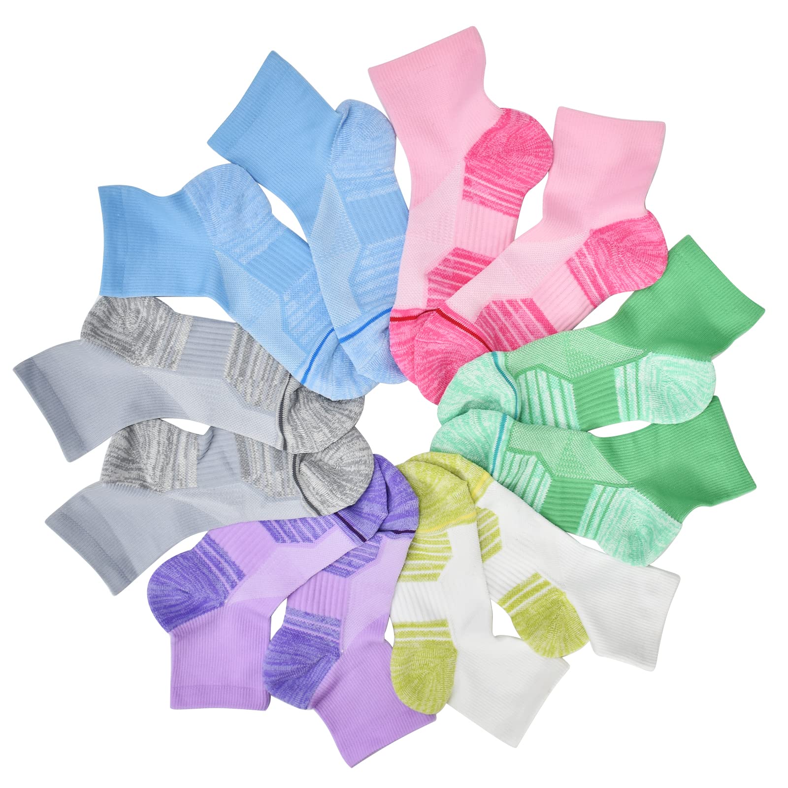 J.WMEET Women's Athletic Ankle Socks - 6 Pack Cushioned Running Socks for Hiking, Sports & Workouts - Breathable Cotton Performance Socks for Gym, Jogging & Outdoor Activities