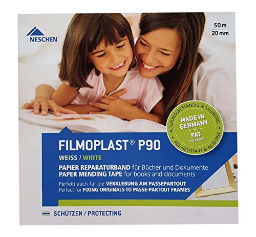Neschen Filmoplast P90 Acid-Free Paper Hinging Tape for Art Conservation, Bookbinding & Framing - Perfect for Archival Repairs & Mounting Photos