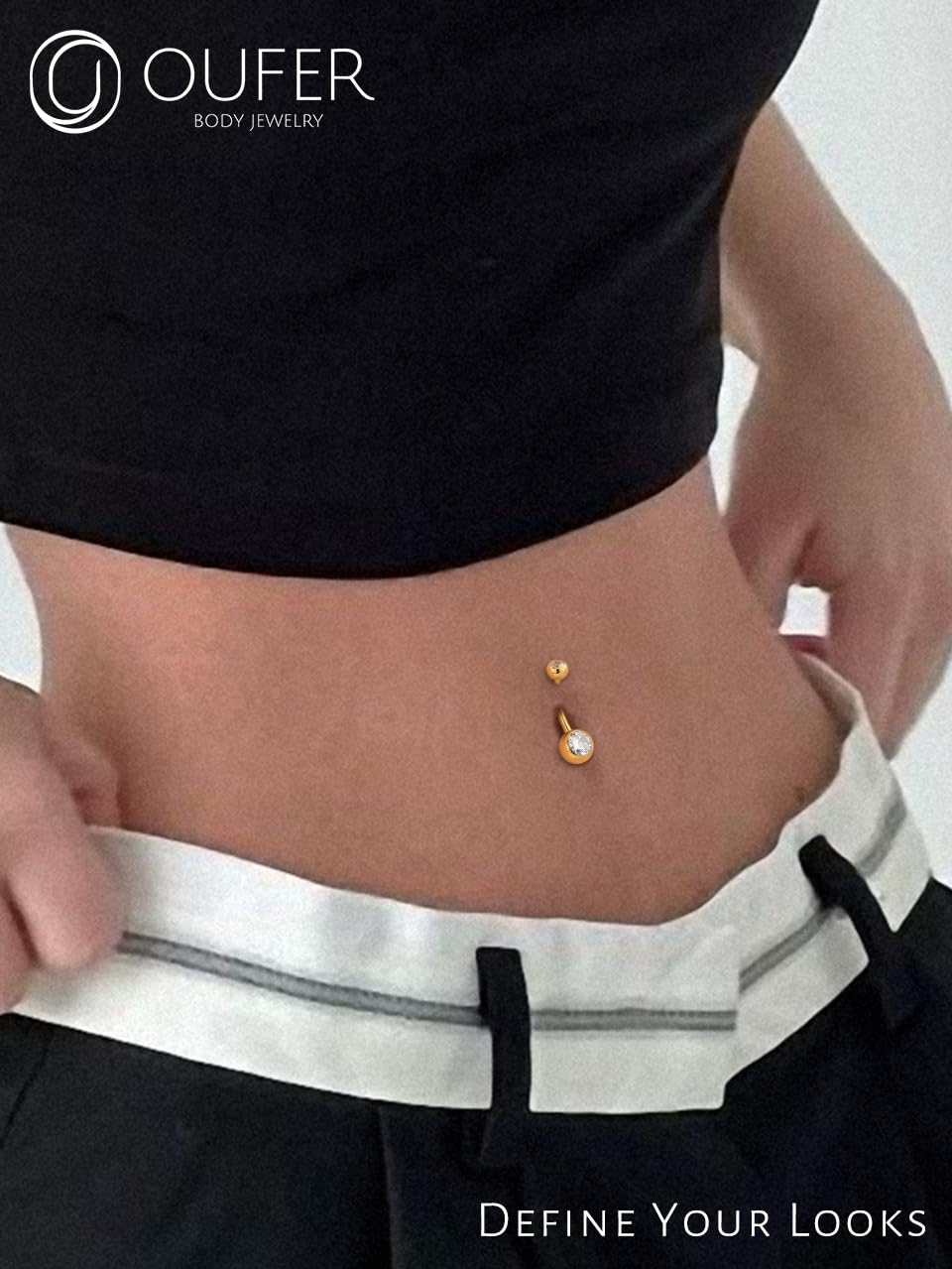 OUFER 14G 316L Surgical Steel Belly Button Rings - Internally Threaded Navel Piercing Jewelry for Women & Men | Hypoallergenic Long Belly Rings for Everyday Wear, Beach Parties & Body Piercing Fashion