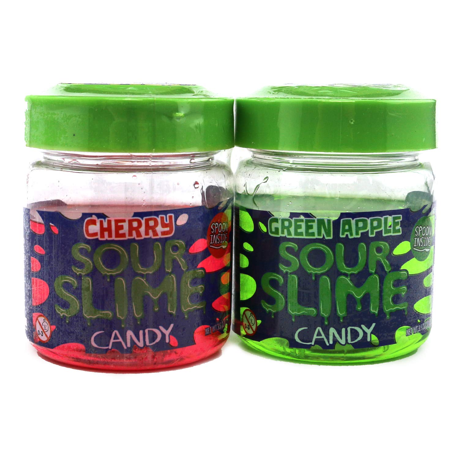 Sour Slime Liquid Candy - 9 Pack Case with Cherry & Green Apple Flavors, Includes Spoon in Lid & 2 Free GosuToys Stickers - Fun Party Favors, Halloween Treats & Kids Snacks