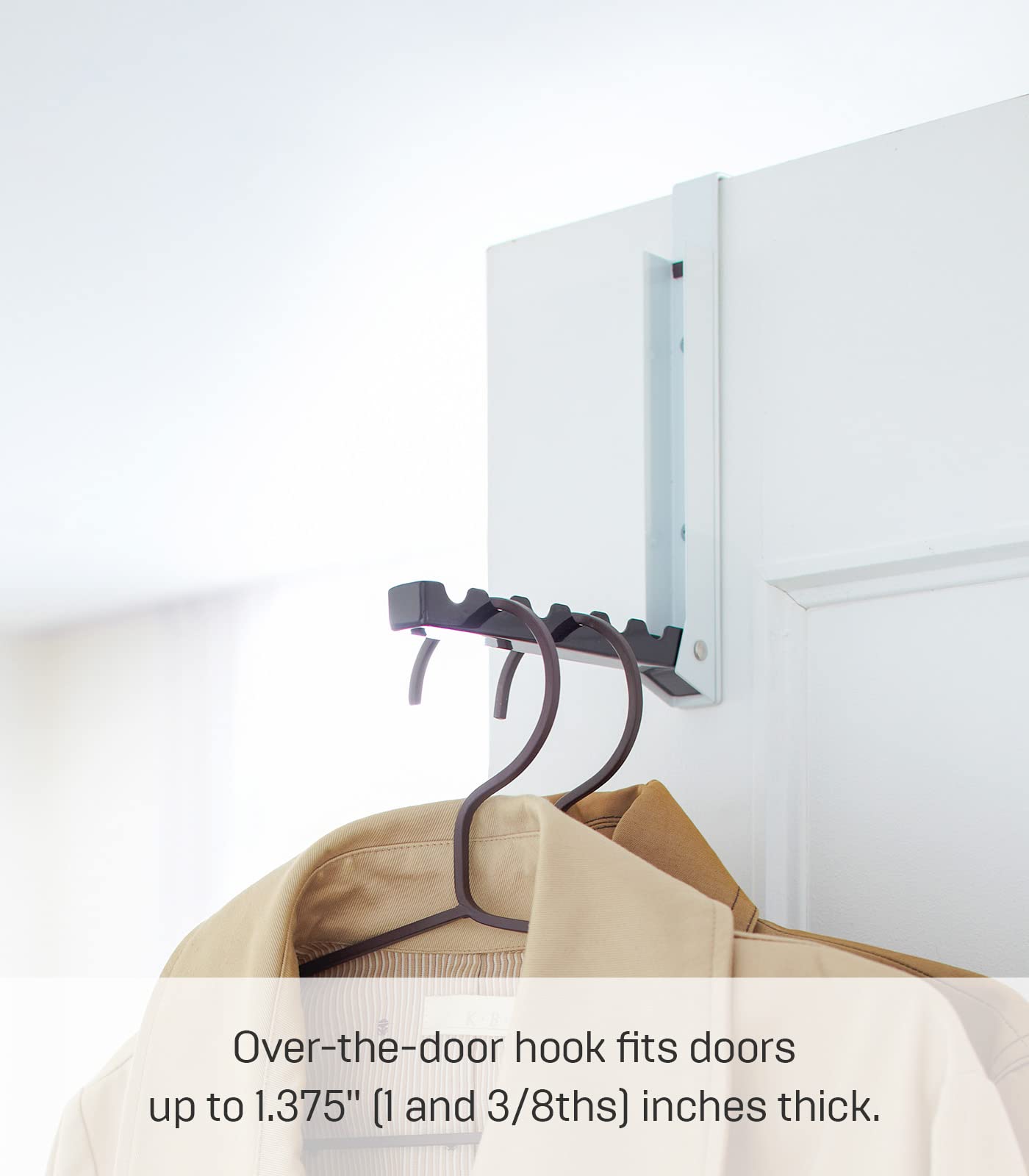 Yamazaki Alloy Steel Over The Door Hooks - Space Saving Folding Coat Rack for Closet & Entryway, Black | Perfect for Hanging Coats, Hats, Bags & Towels