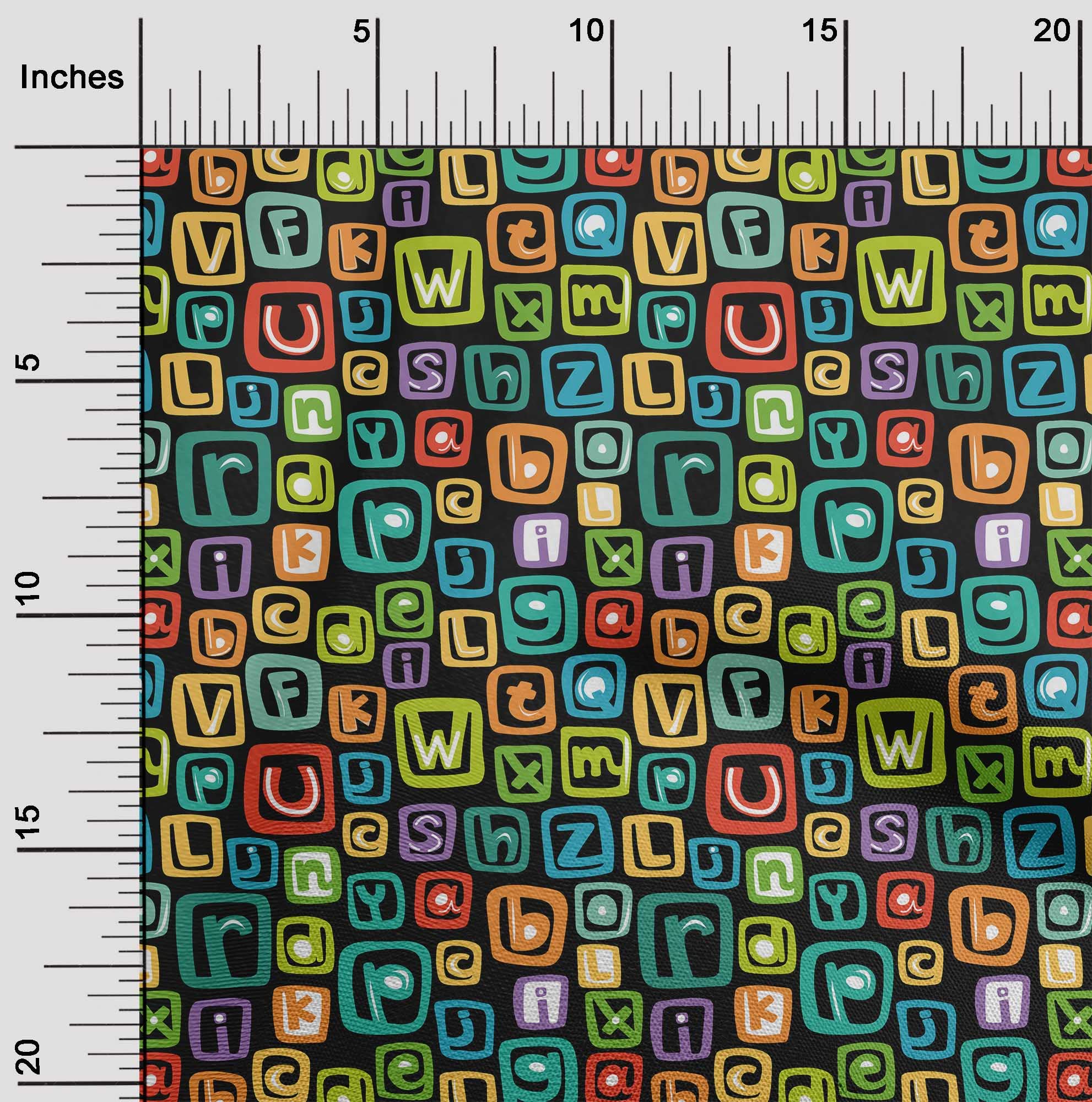 oneOone Viscose Jersey Black Fabric with Kids Alphabet Print - 60 Inch Wide DIY Sewing Material for Clothing, Crafts & Quilting - Soft & Durable Fabric by The Yard for Kids Apparel, DIY Projects & Home Decor