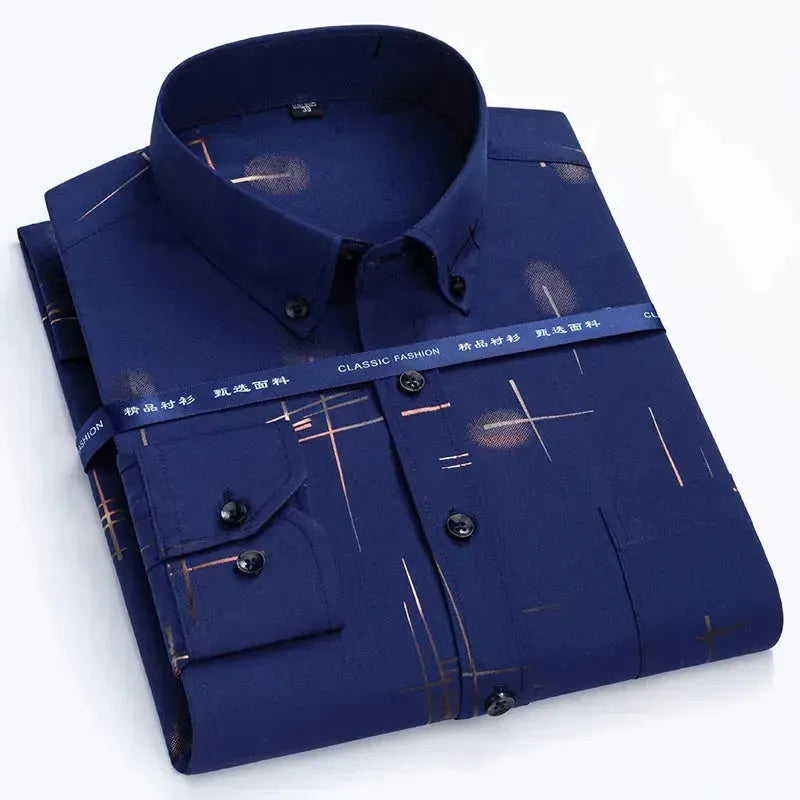 Men's Striped Dress Shirt - Slim Fit Formal Business Shirt for Office, Wedding & Special Occasions