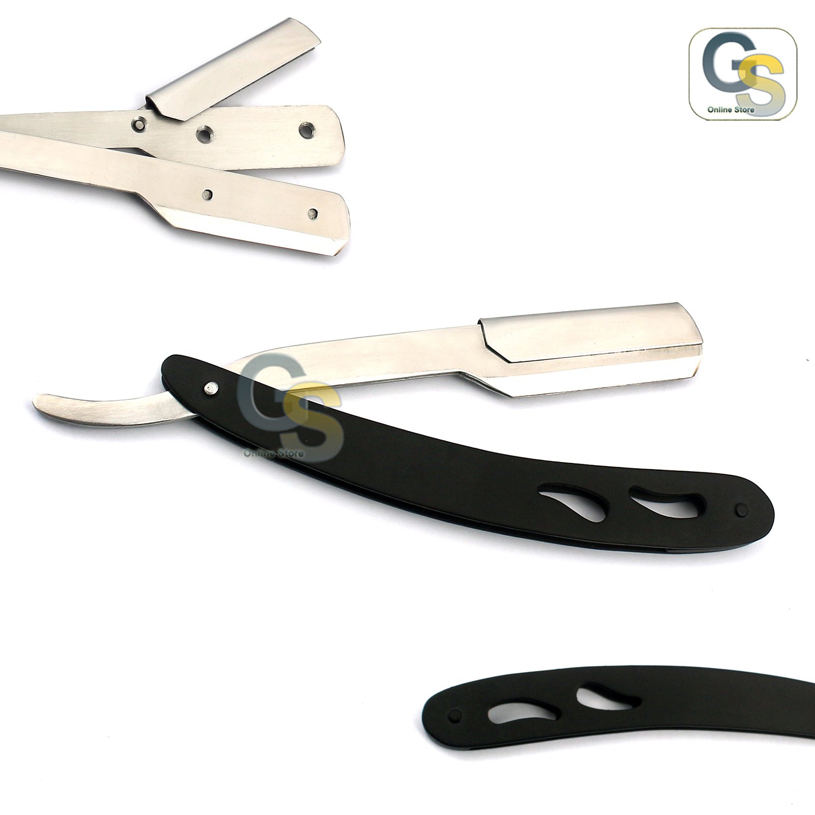 Professional G.S Straight Edge Barber Shaving Razor - Matte Black Steel Folding Straight Razor with Replaceable Single Edge Blades - Perfect for Barbershops, Home Grooming & Beard Shaving