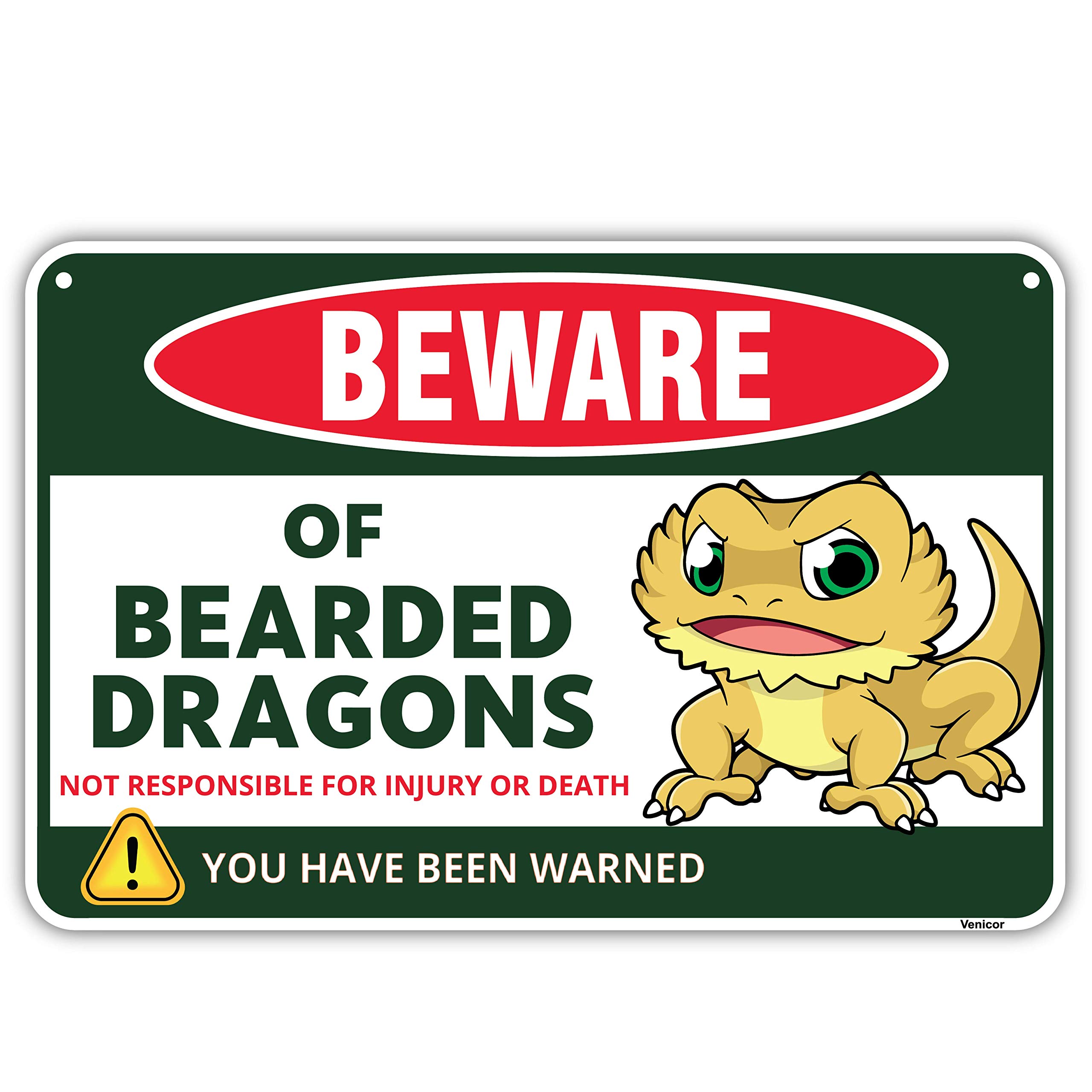 Venicor Bearded Dragon Decor Sign - 8x12 Inch Aluminum Reptile Tank Accessory - Cage Decor for Bearded Dragon Enclosure - Perfect Gift for Reptile Lovers (Use in Terrariums, Vivariums & Reptile Habitats)