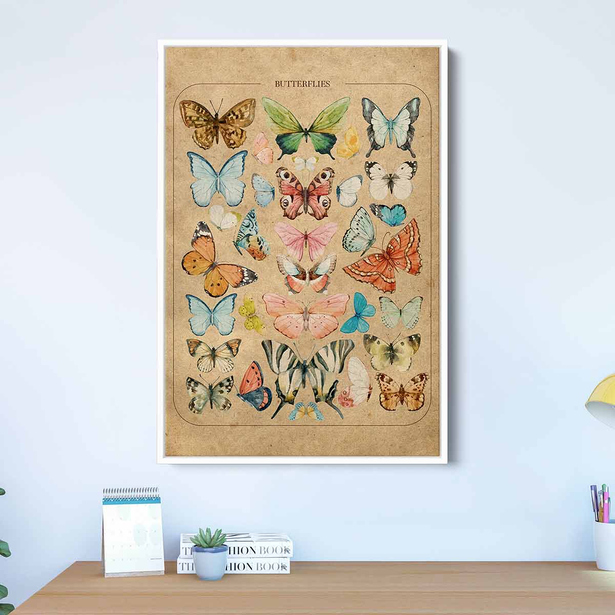 Brown Butterflies Wall Art Canvas 1151 - Elegant Home Decor for Living Room, Bedroom & Office - Perfect Gift for Nature Lovers