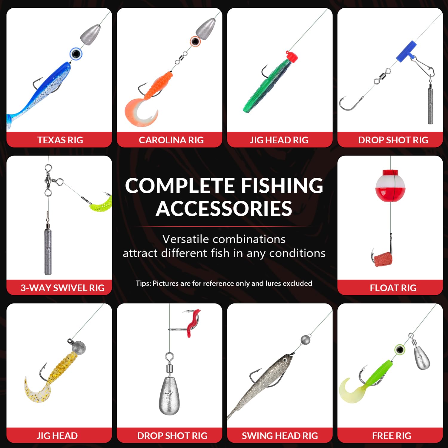THKFISH 248-Piece Fishing Accessories Kit - Double Layer Waterproof Tackle Box with Hooks, Weights, Sinkers & Bass/Trout Lures - Complete Fishing Gear Set for Freshwater & Saltwater Anglers - Perfect for Boat, Shore & Ice Fishing Trips