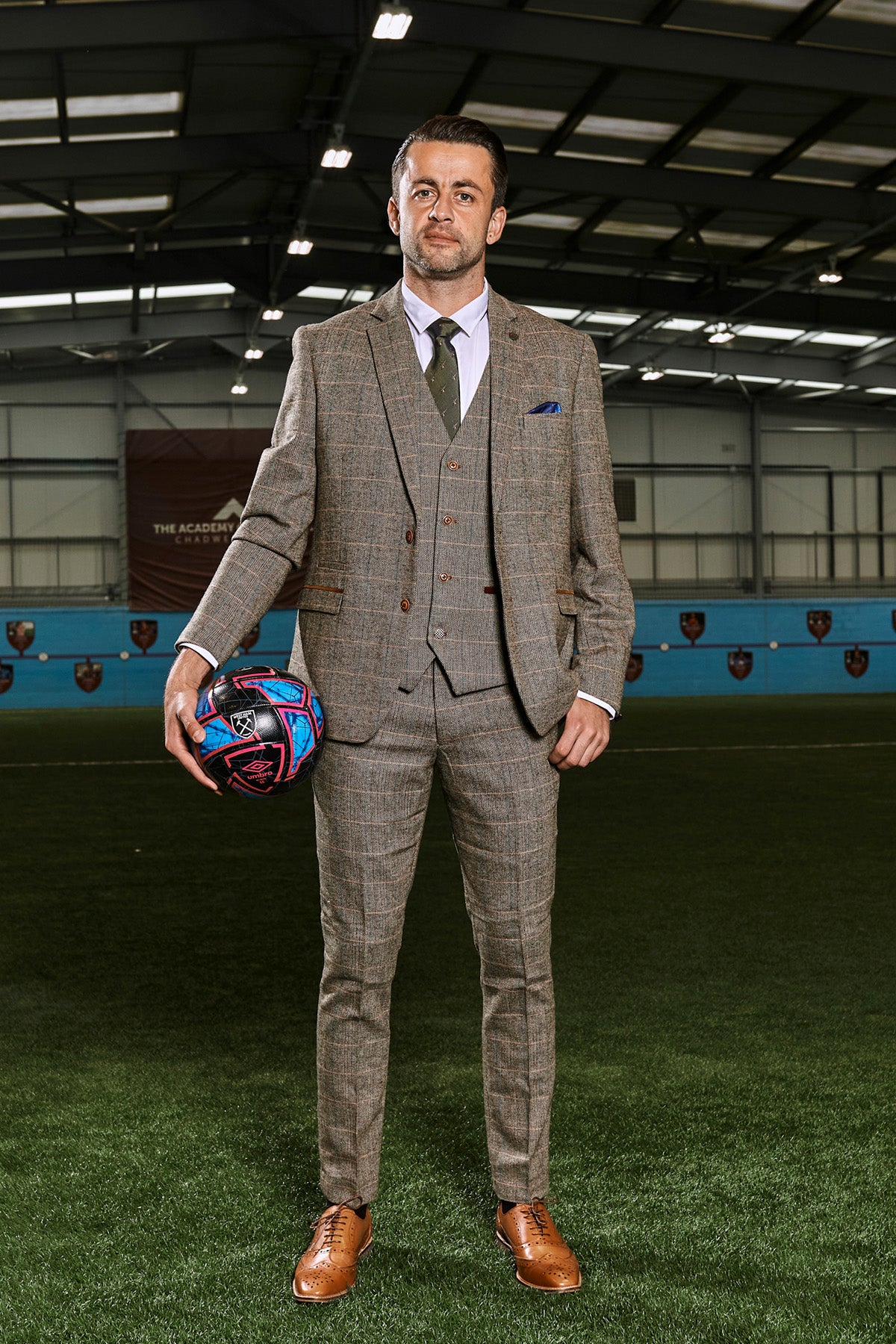 Lukasz Fabianski Style TED Tan Tweed Check Three Piece Suit | Premium Wool Blend Men's Formal Suit | Perfect for Weddings, Business Meetings & Special Occasions