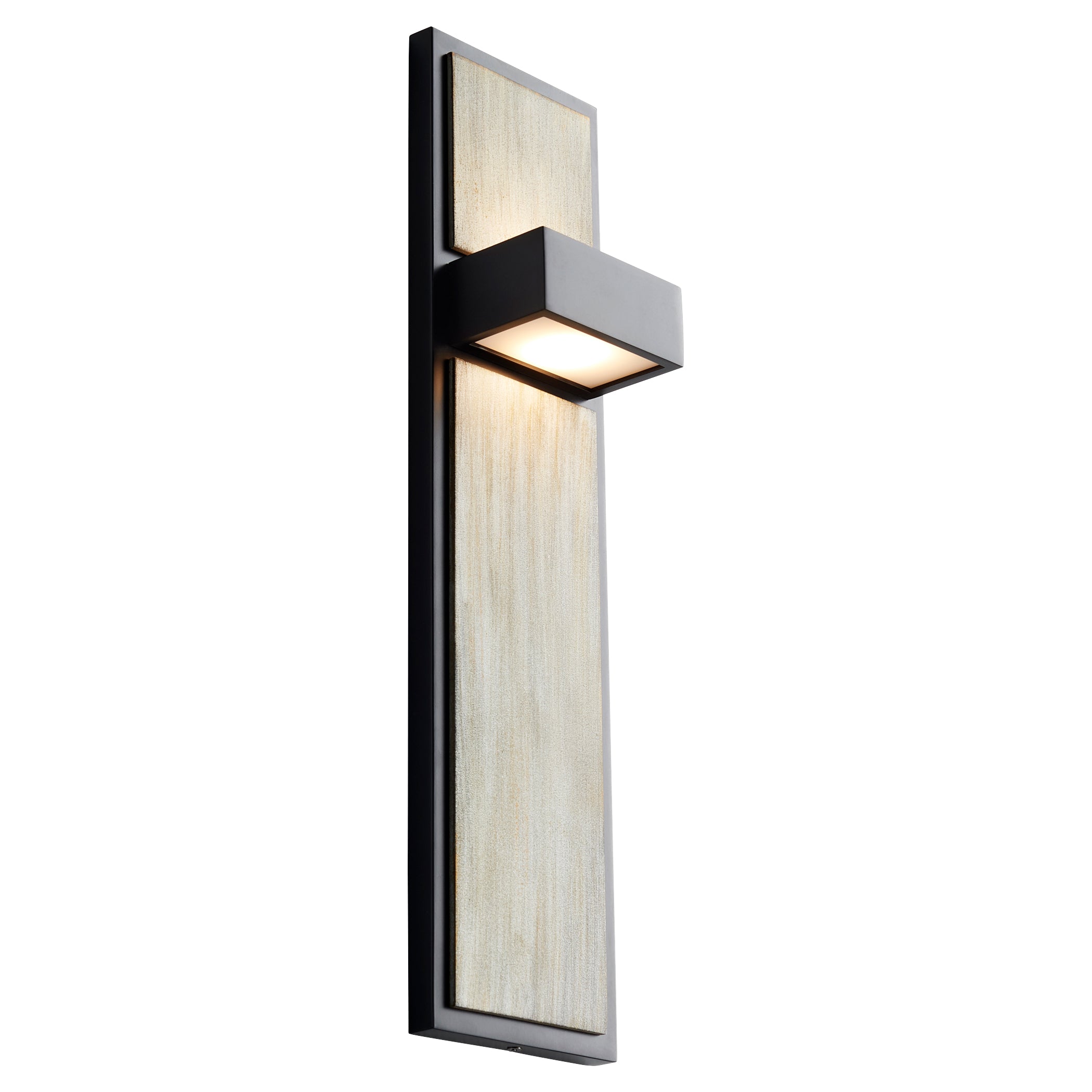 Oxygen Guapo 3 401 1541 LED Wall Sconce Light - White Acrylic Lens, 3000K Warm White, Black with Weathered Oak Finish - Perfect for Bedroom, Hallway, and Outdoor Patio Lighting