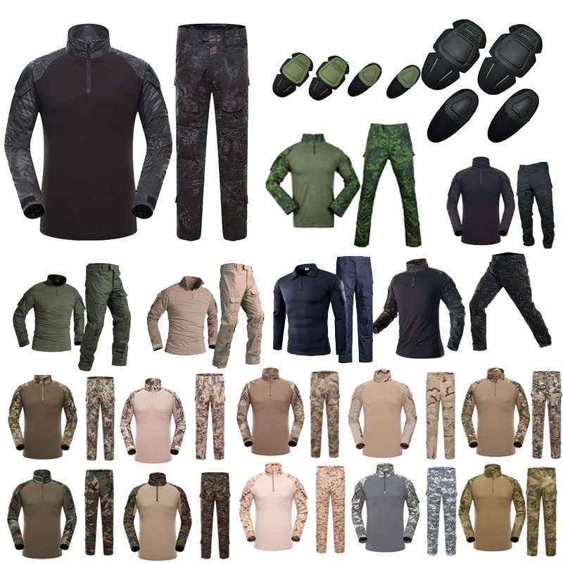 Men's Tactical BDU Camo Combat Uniform - Outdoor Hunting & Airsoft Shooting Gear with Knee & Elbow Pads | Military Style Battle Dress for Tactical Training & Survival Games