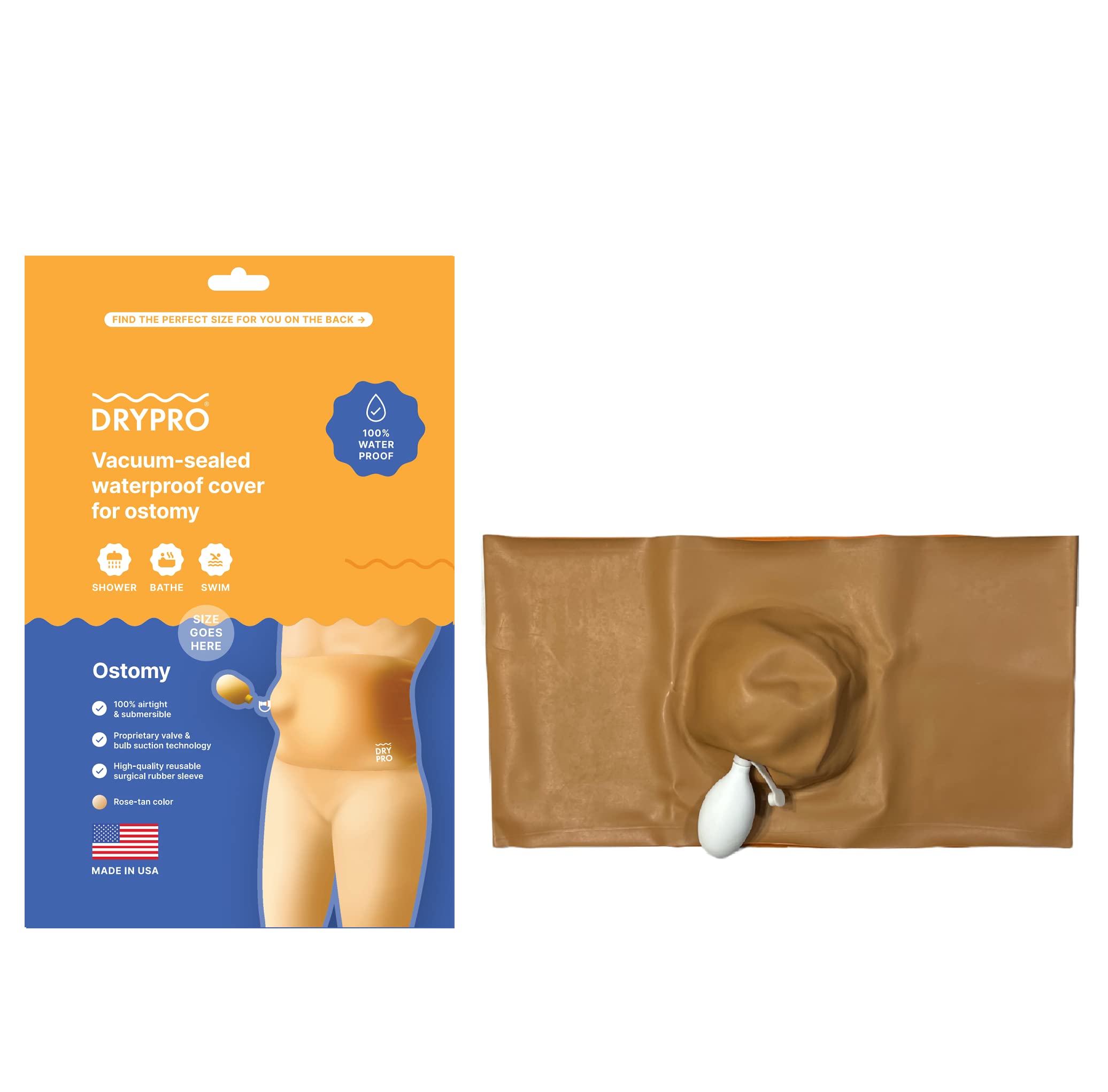 DRYPRO Waterproof Ostomy Cover - Vacuum Sealed for Maximum Protection - Ideal for Swimming, Showering & Active Lifestyles - X-Large Size (OS-20) - Perfect for Beach, Pool & Daily Water Activities