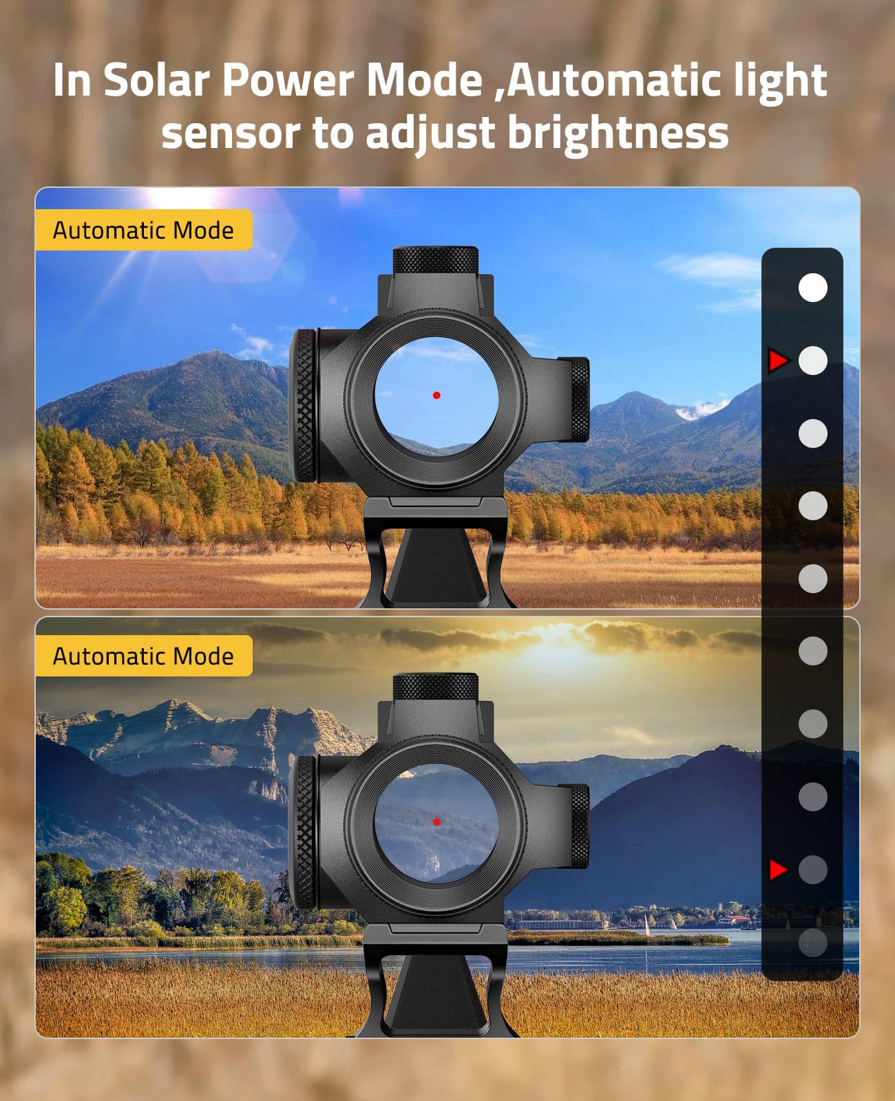 CVLIFE EagleFeather Solar Red Dot Sight - Tactical Red Dot Scope with Dual Power Supply (Solar/Battery), 2 MOA Motion Awake Reflex Sight with Absolute Co-Witness Picatinny Mount - Perfect for Hunting, Shooting Range & Tactical Training