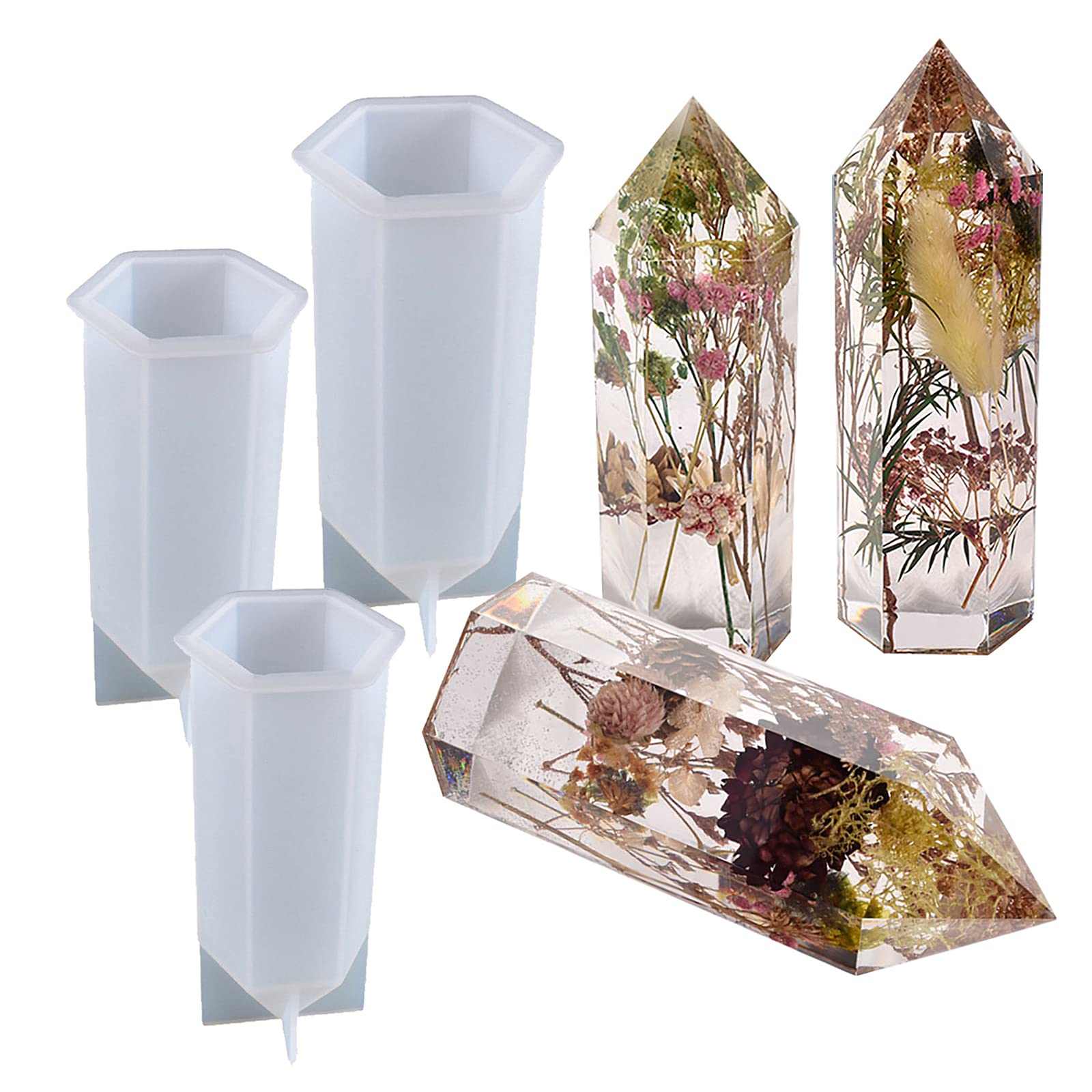 Winner Eco Crystal Tower Resin Molds - Large Hexagonal Cone Silicone Molds for DIY Epoxy Resin Flowers, Faux Quartz Healing Crystals, Soap Making & Home Decor | Perfect for Crafting, Jewelry Making, and Spiritual Healing Gifts