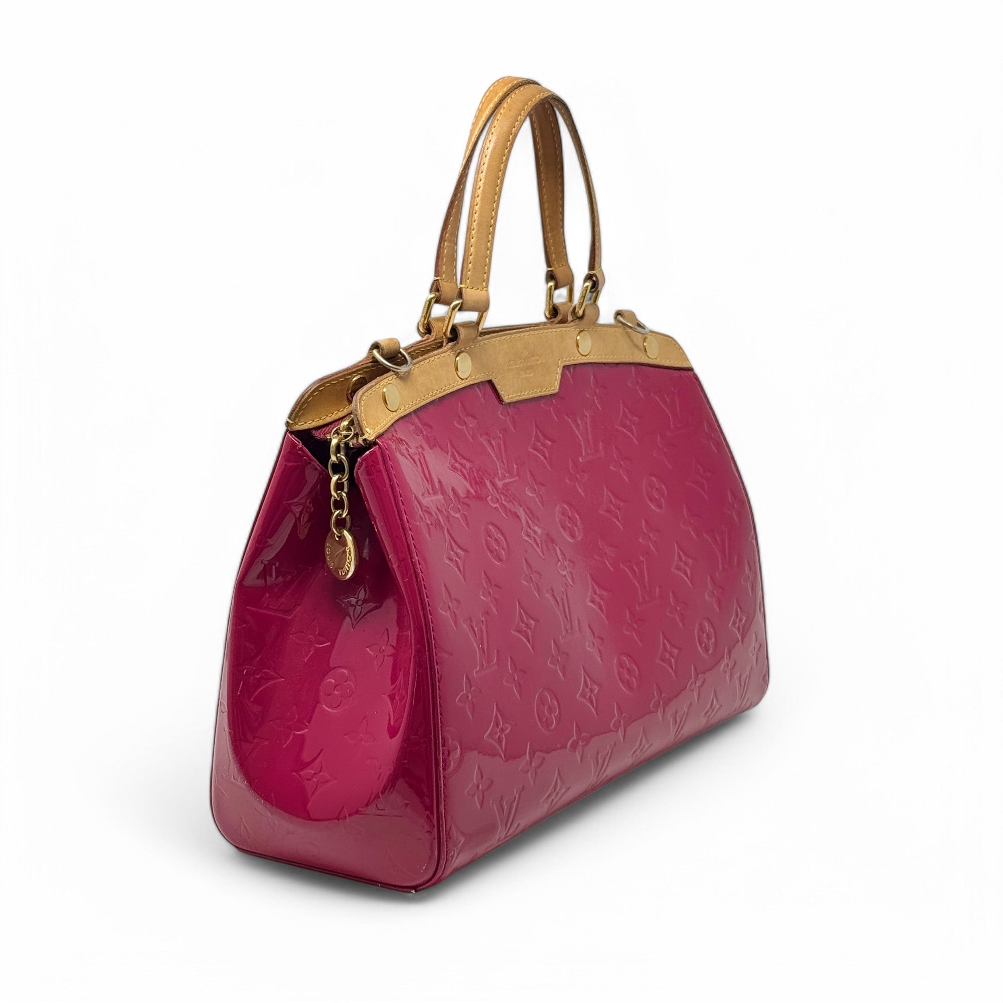 Authentic Louis Vuitton Rose Indien Vernis Brea MM Handbag - Luxury Leather Shoulder Bag for Women | Perfect for Office, Evening Events & Travel Accessories