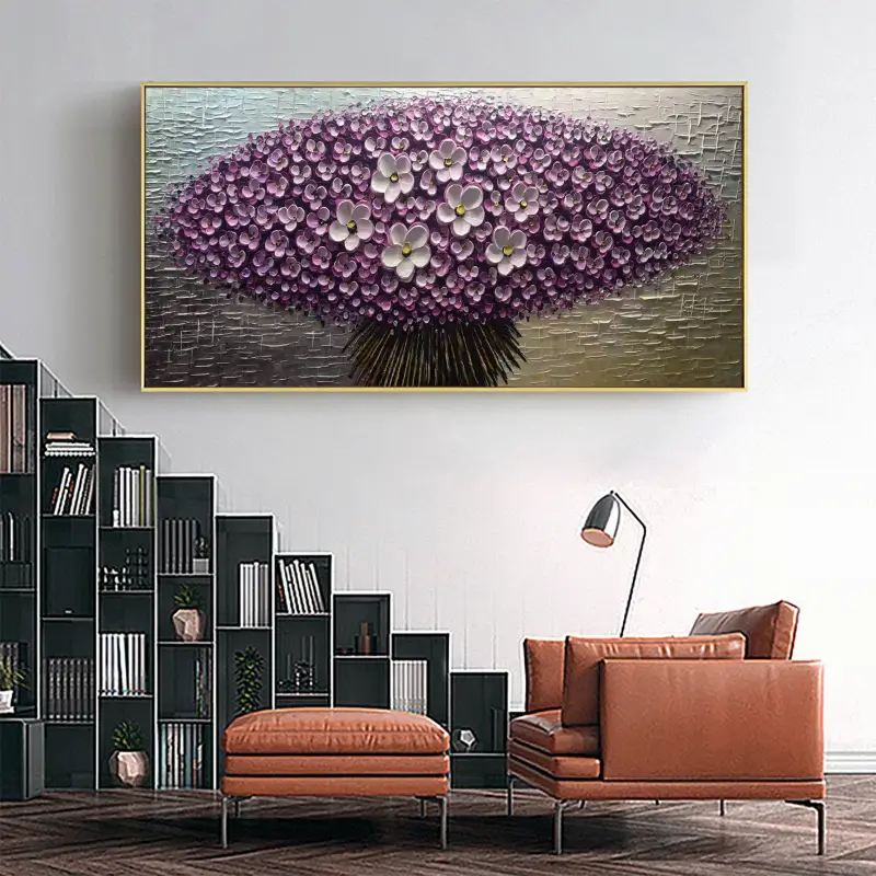 Flower and Tree Painting #FT009 - Handmade Canvas Art for Home Decor, Office Wall Art, and Living Room Aesthetic