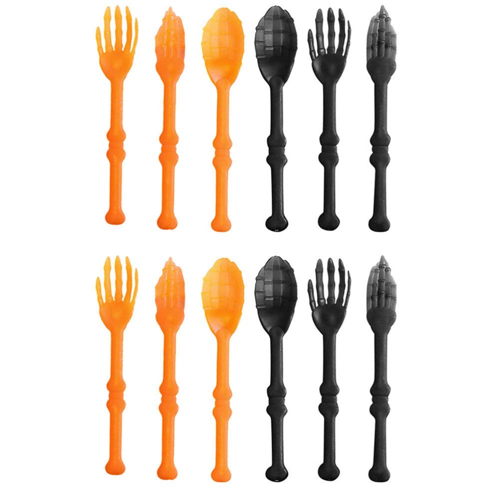 Baluue 12-Piece Halloween Disposable Dinnerware Set - Plastic Forks & Spoons Kit for Halloween Party, Birthday, BBQ & Picnic Tableware - Perfect for Parties, Events & Outdoor Gatherings