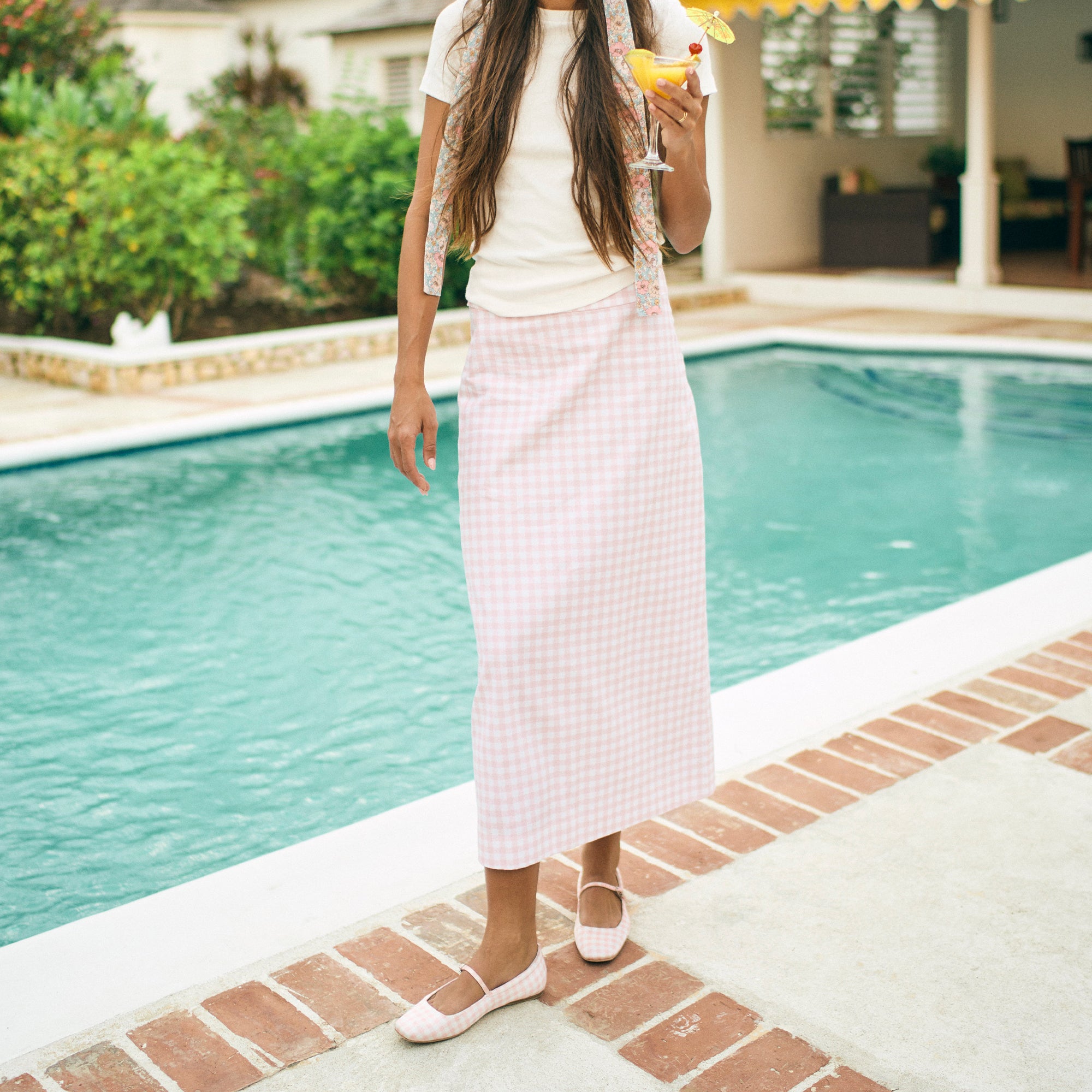REYES X BYRDIE Women's Golf Ballet Flats - Pink Plaid Gingham Slip-On Shoes for Women | Comfortable & Stylish for Golf, Work & Casual Wear