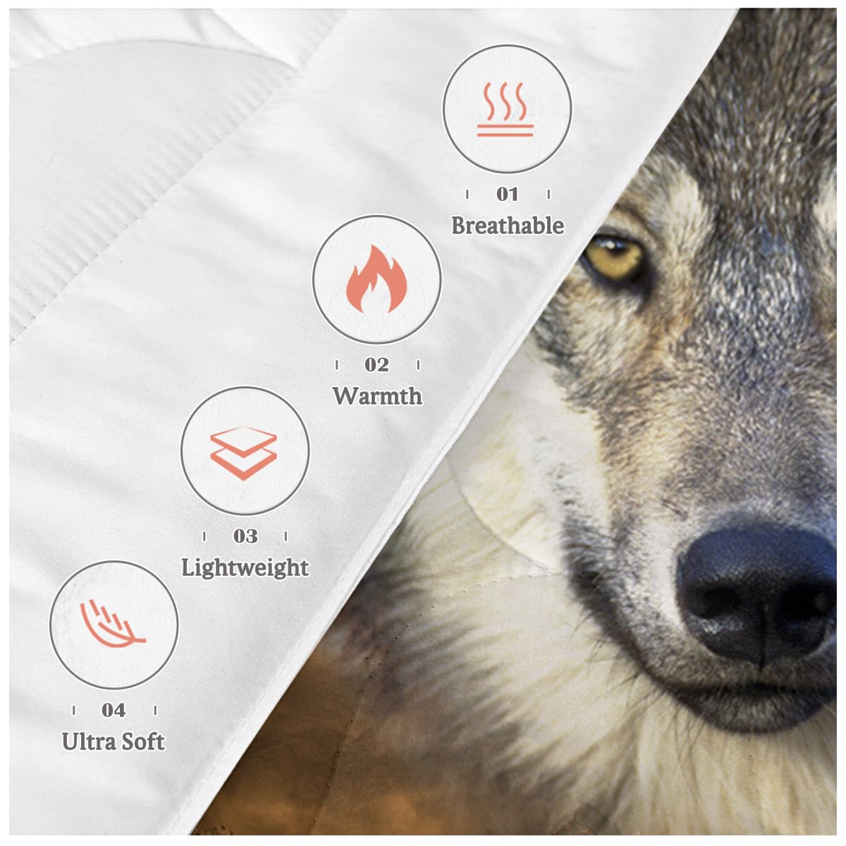Sleepwish Gold Wolves Comforter Set - Twin Size 4-Piece Dark Clouds Wolf Leader Bedding with Comforter, Pillow Shams & Cushion Cover - Perfect for Teen Bedrooms, Wolf Lovers & Cozy Cabin Decor