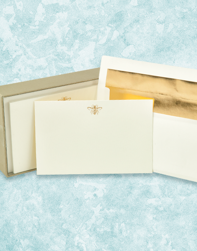 Golden Bee Flat Correspondence Cards - Elegant Stationery for Wedding Invitations, Thank You Notes & Greeting Cards - Premium Quality Paper for Special Occasions