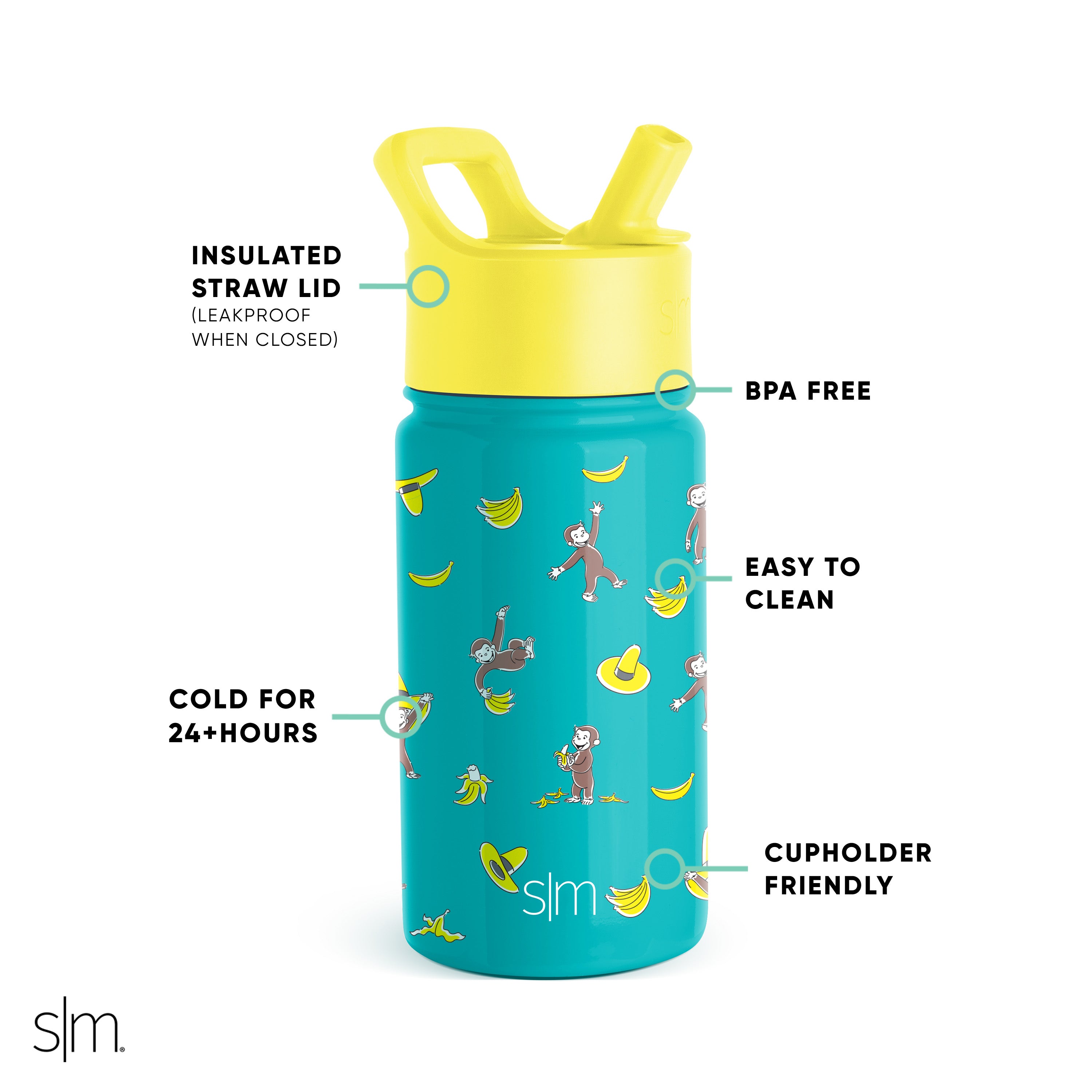 Summit Kids Water Bottle with Straw Lid - BPA Free, Leak Proof, 12oz Insulated Stainless Steel Bottle for School, Sports & Outdoor Activities