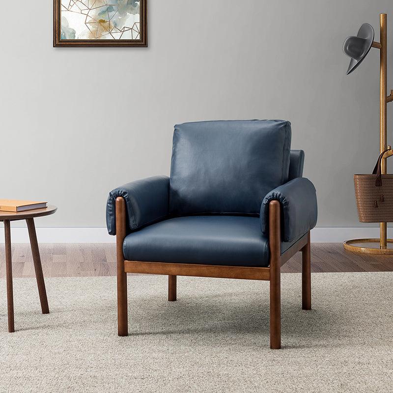 Henry Vegan Leather Armchair - Modern PU Leather Lounge Chair for Living Room, Office & Bedroom - Comfortable Mid-Century Style Accent Chair with Sturdy Metal Legs