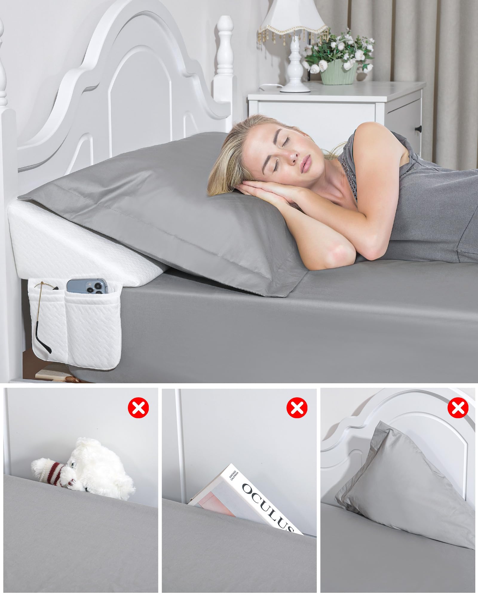 Forias Bed Wedge Pillow for Headboard - 54
