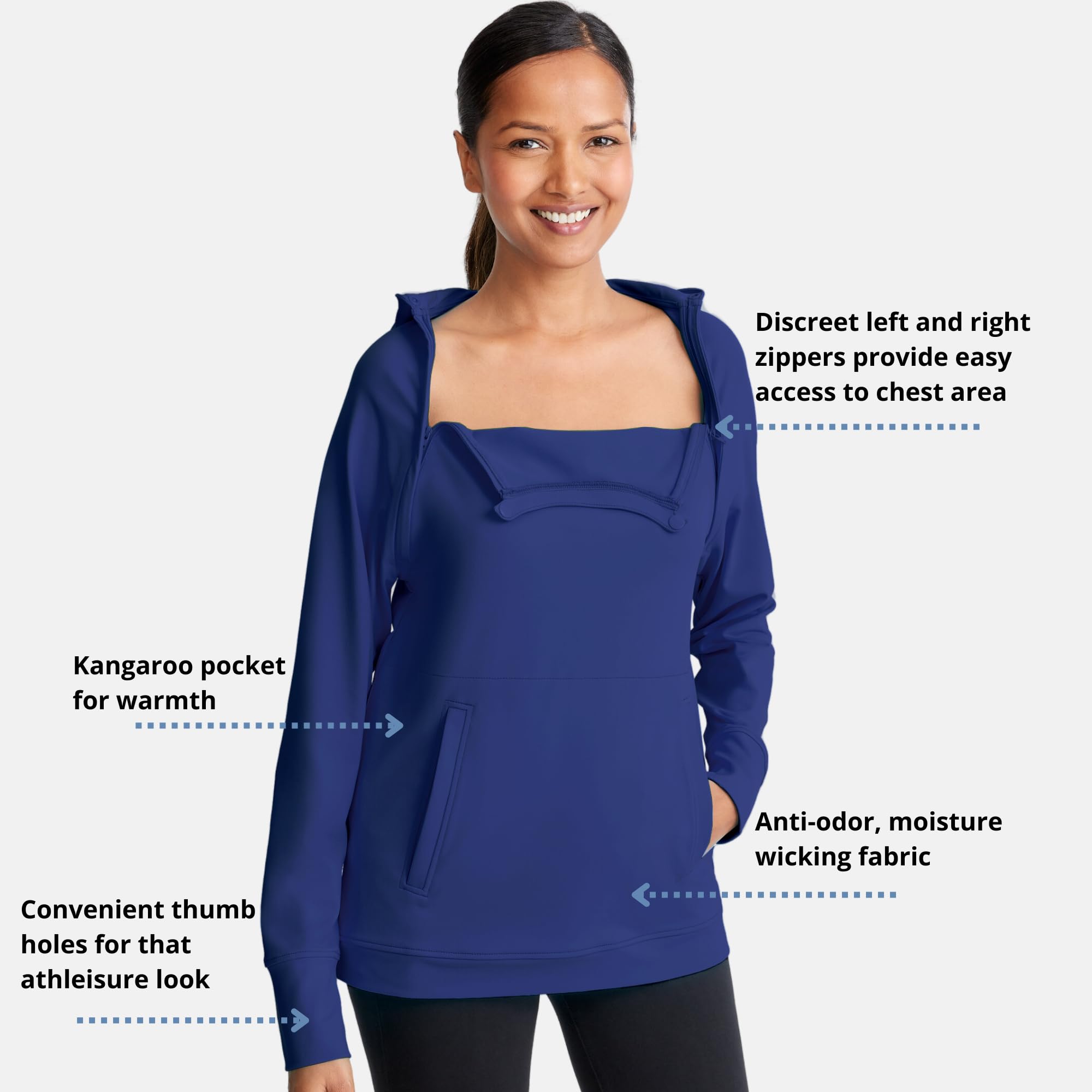 Care+Wear Women's Hoodies by Oscar de la Renta - Soft Port Access Sweatshirts for Comfort & Style | Perfect for Hospital Visits, Chemo Treatments & Cozy Loungewear