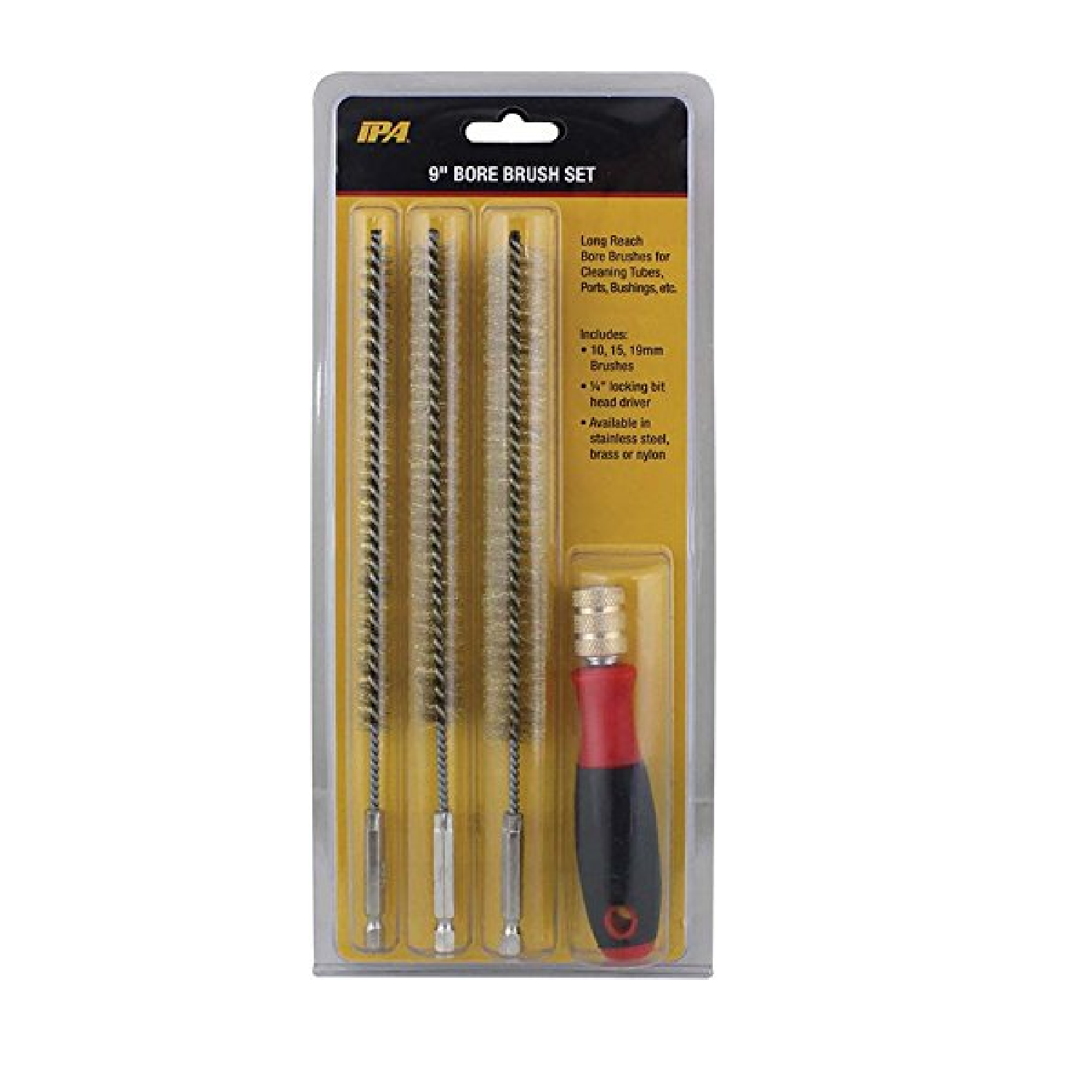 8084 9 Bore Brass Brush Set with Drive Handle - Premium Gun Cleaning Kit for Rifle & Pistol Maintenance | Ideal for Firearm Enthusiasts & Range Days