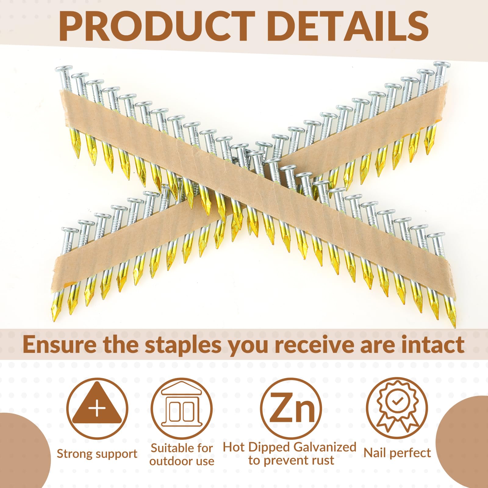 Hicarer 1000-Pack 1-1/2 x 0.148 Inch 36° Galvanized Framing Nails - Round Head Smooth Shank Joist Hanger Nails for Woodworking, Construction & DIY Projects - Perfect for Deck Building, Roofing & Furniture Making