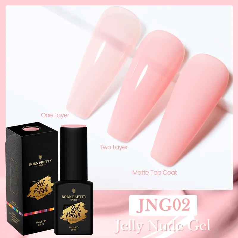 Born Pretty Jelly Nude Gel Polish - 15ml Long Lasting Nail Polish for Natural Nude Look | Perfect for Everyday Wear, Office, and Special Occasions