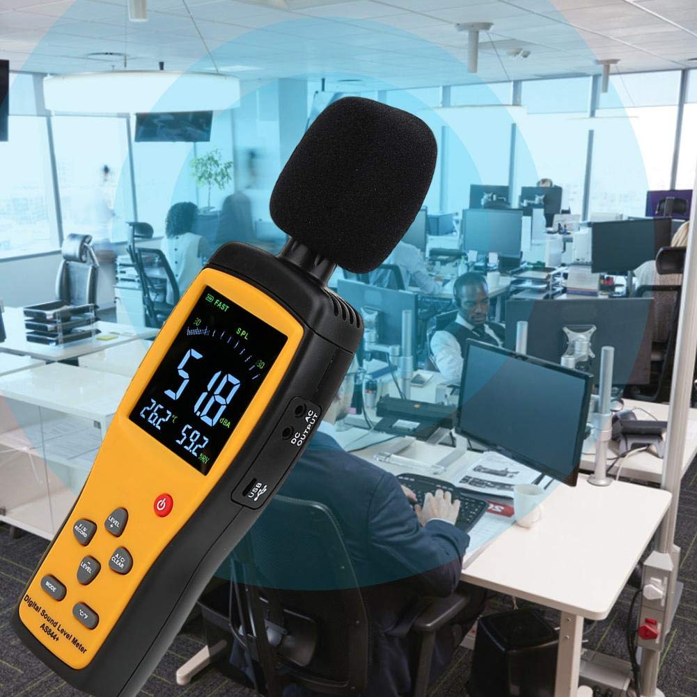 AS844+ Digital Sound Level Meter - Professional Decibel Meter for Noise Monitoring, Sound Measurement & DB Testing - Perfect for Home, Workplace, and Industrial Use