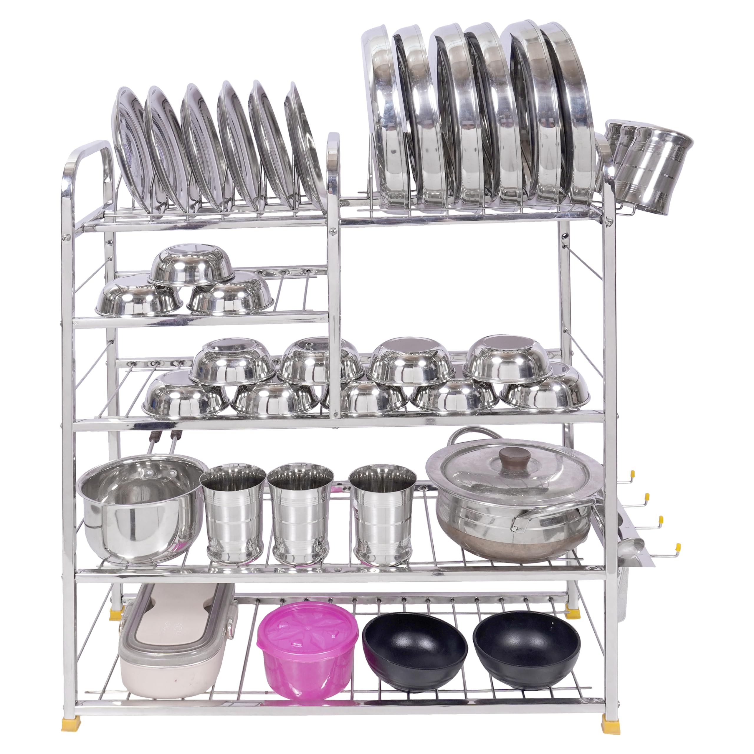 Premium Stainless Steel Wall Mount Kitchen Rack | Dish Drying Rack with Cutlery Holder & Plate Stand | Space-Saving Kitchen Organizer | Modular Kitchen Storage Solution (31