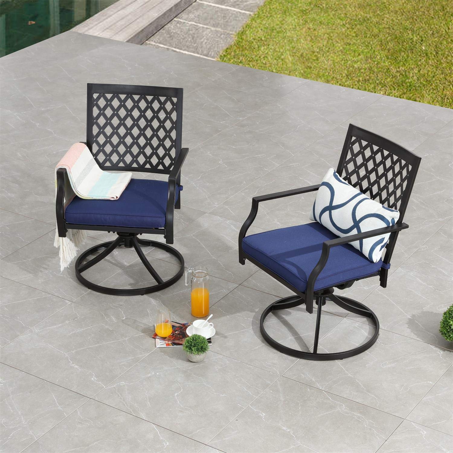 Swivel Patio Dining Chairs - 2-Piece Metal Bistro Set for Outdoor Garden, Backyard & Club Use - Weather-Resistant Patio Furniture for Relaxing & Entertaining