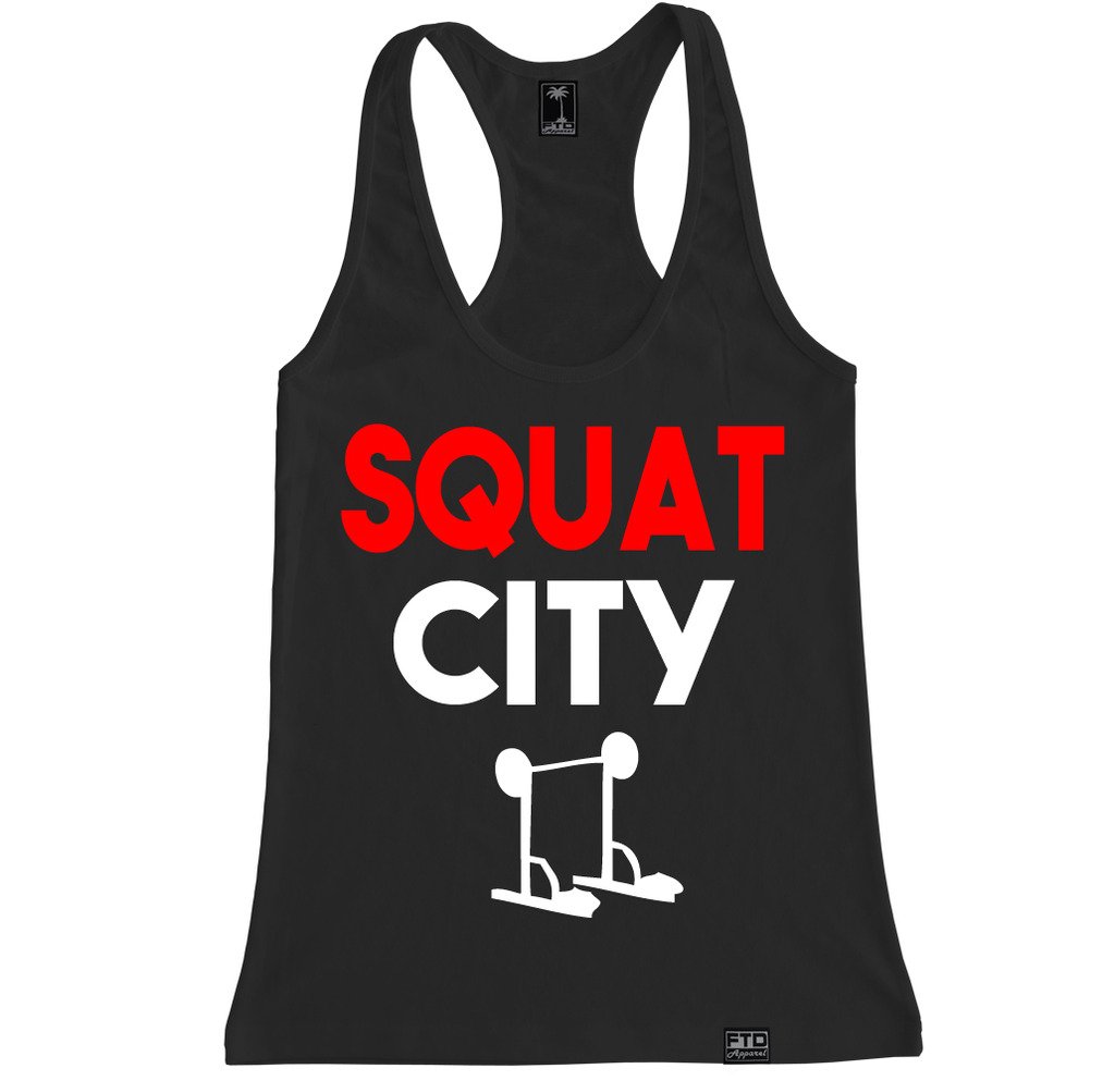FTD Apparel Women's Squat City Racerback Tank Top - Workout & Gym Essential for Fitness & Yoga - Breathable & Comfortable Activewear for Women