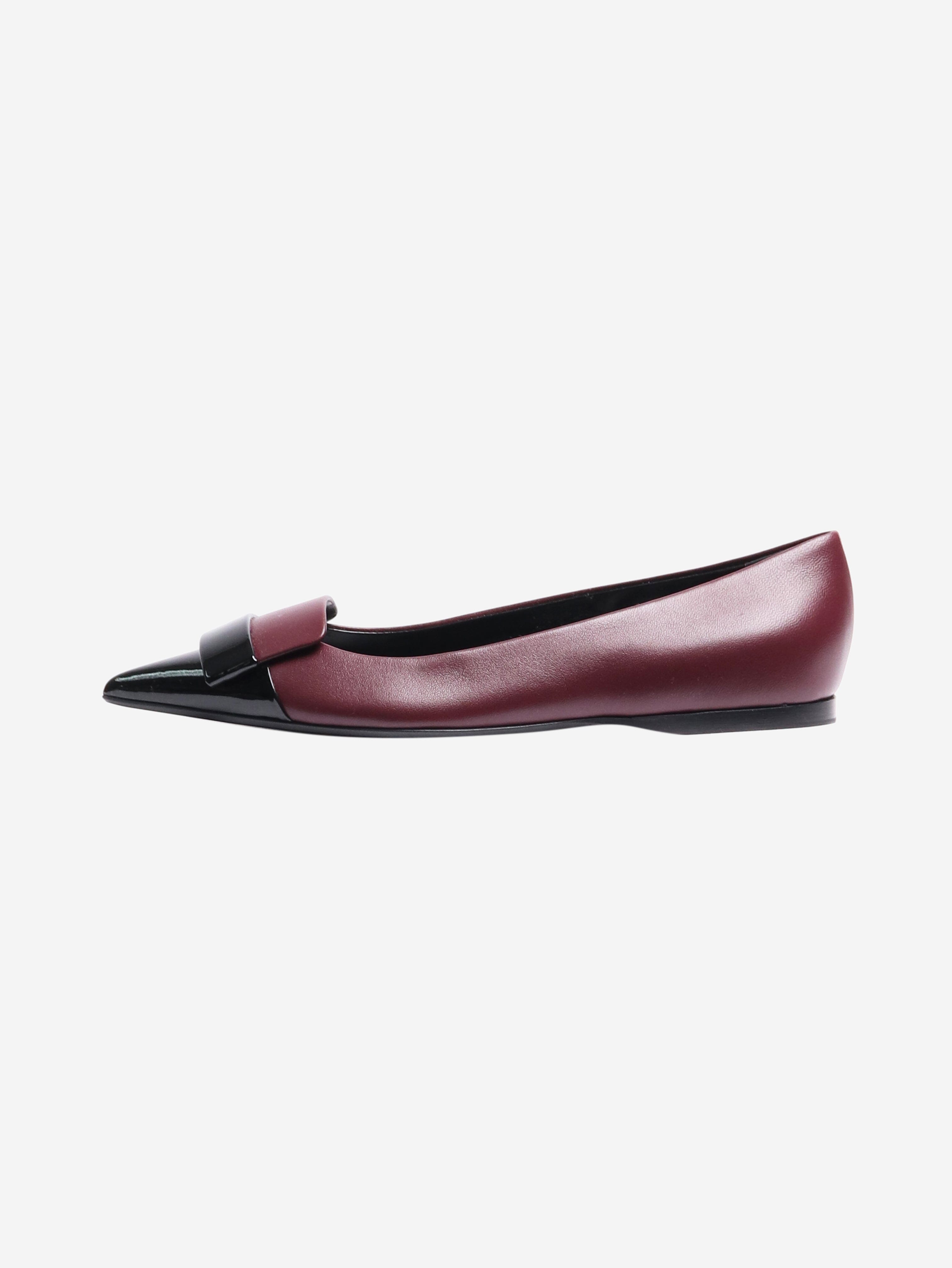 Burgundy Leather Ballet Flats for Women - Size EU 37 (US 7) - Comfortable & Stylish Shoes for Work, Office, and Casual Wear
