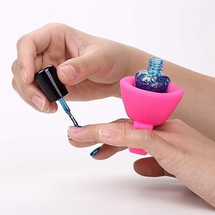 Krupanidhi Silicone Round Nail Polish Bottle Holder Stand - Wearable Nail Art Accessory for Manicure & Pedicure | Ring Finger Nail Polish Tool | Beauty Salon & Home DIY Nail Care Essential (2-Pack) - Perfect for Professional Nail Technicians & At-Home Nail Enthusiasts