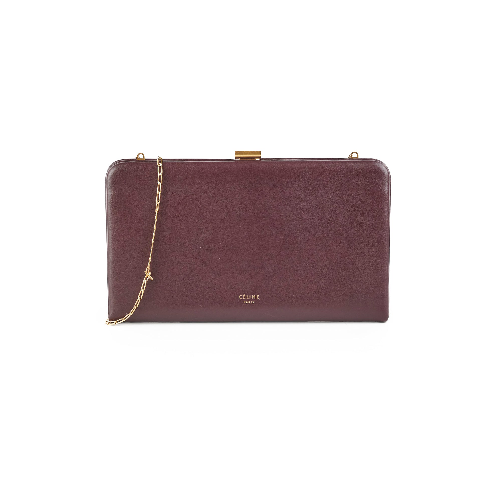 Celine Burgundy Leather Wallet On Chain Crossbody Bag for Women | Luxury Designer Handbag for Parties, Date Night & Evening Events