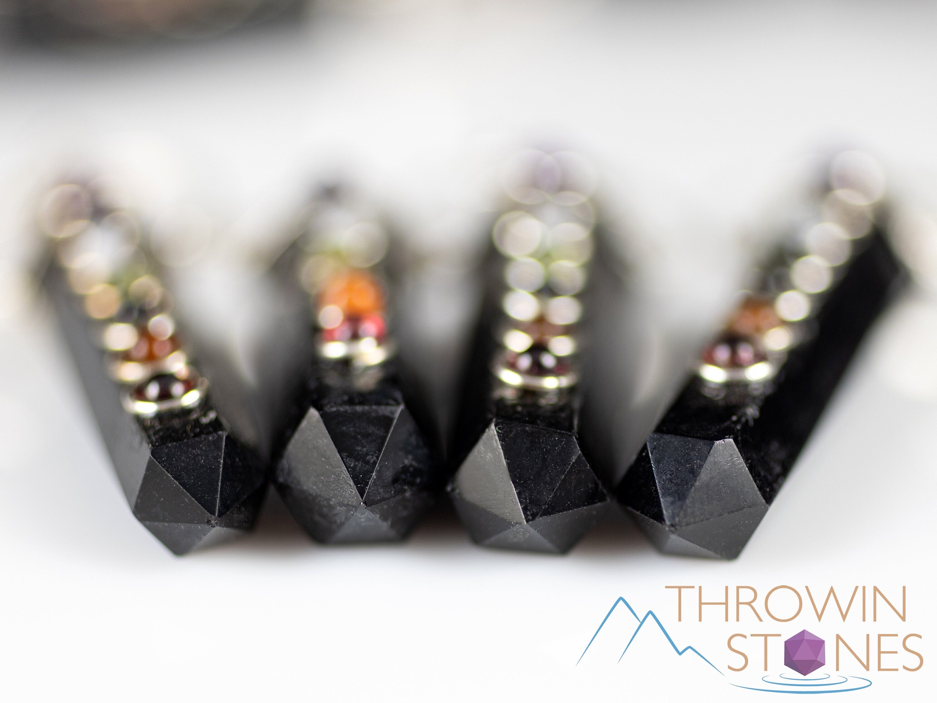 CHAKRA & Black OBSIDIAN Crystal Pendant Necklace - Handmade Healing Jewelry with Natural Stone Points for Energy Balance & Protection | Spiritual Gift, Meditation Accessory, Yoga Jewelry E2158