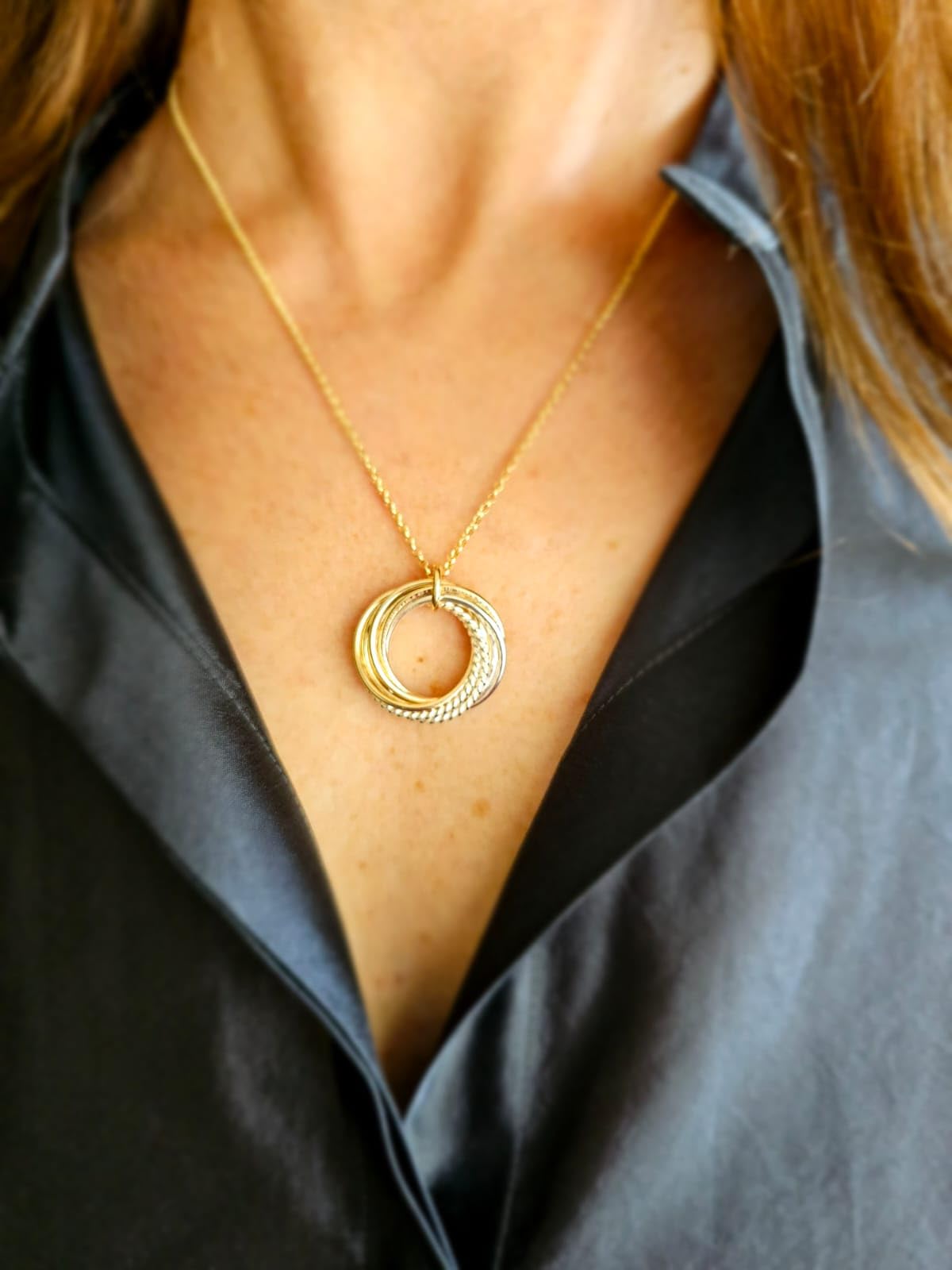 90th Birthday Gift for Mom - 9 Mixed Metals Necklace with October Opal Birthstone | 9th Anniversary Jewelry, 9 Rings Necklace | Perfect for Milestone Celebrations & Special Occasions