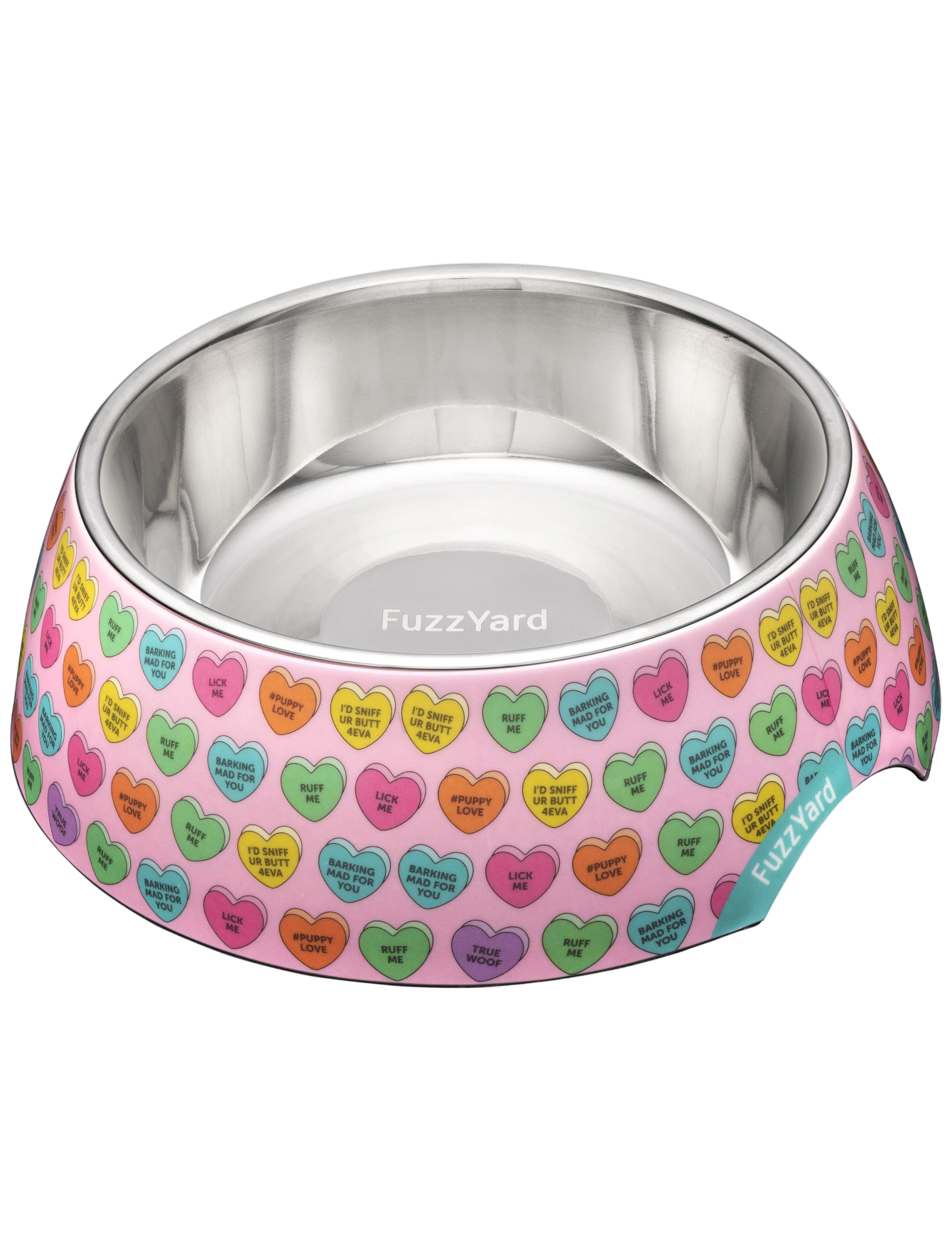 FuzzYard Easy Feeder Slow Eating Pet Bowl for Dogs & Cats - Candy Hearts Design (Small, Medium, Large) - Perfect for Fast Eaters & Messy Pets at Home or Travel
