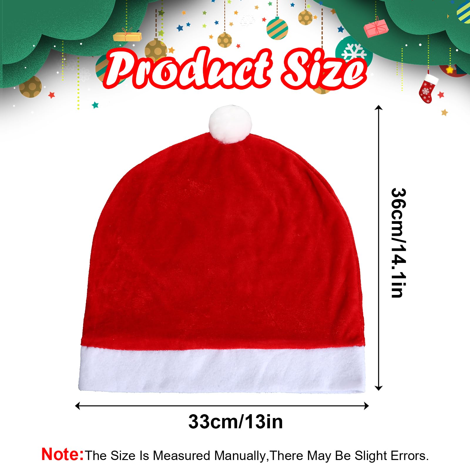 4PCS Santa Claus Hat Car Seat Headrest Covers - Funny Christmas Car Decorations & Interior Accessories for Most Vehicles - Perfect for Holiday Road Trips, Christmas Parades & Festive Car Decorating
