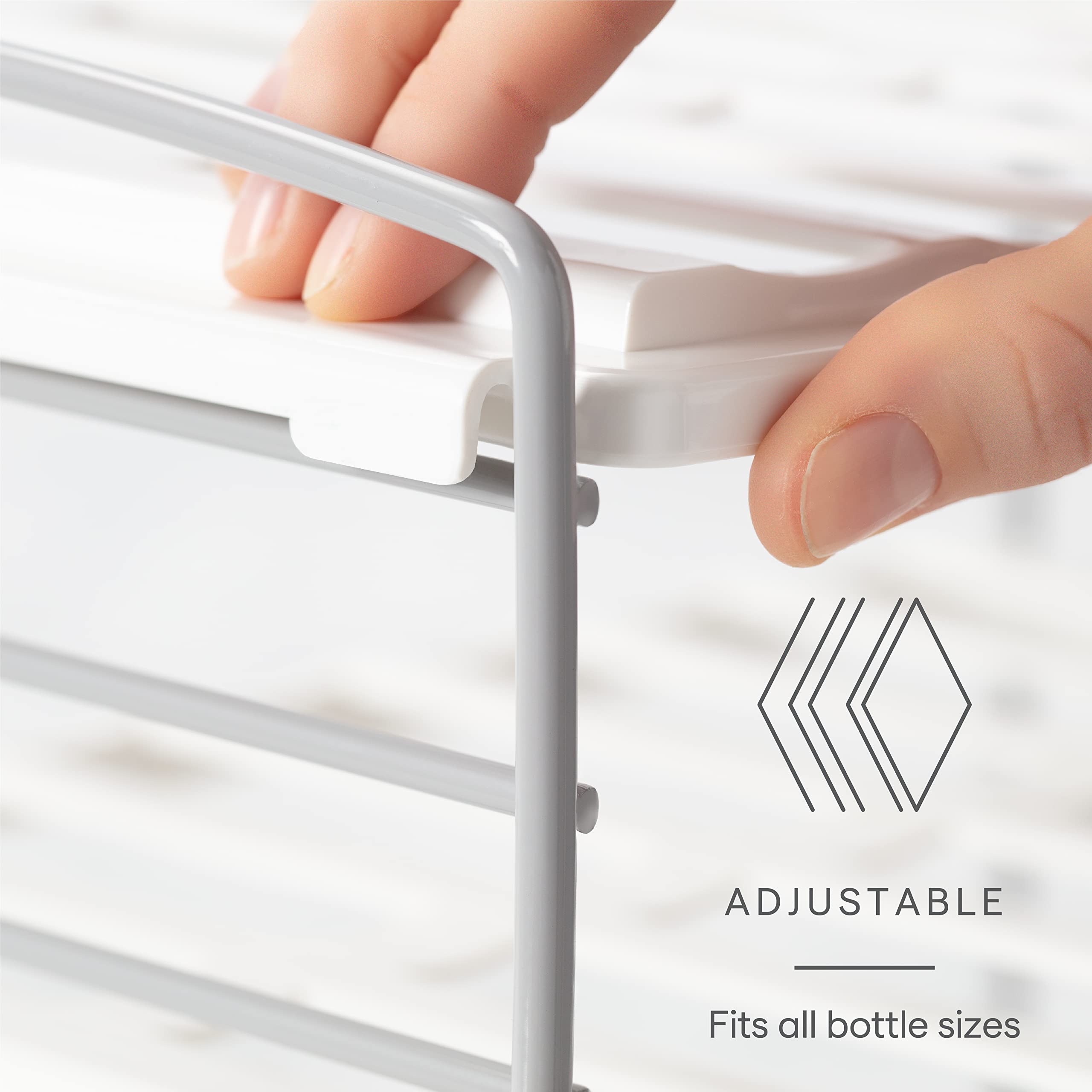 YouCopia UpSpace Adjustable 2-Shelf Water Bottle Organizer - Kitchen Cabinet & Pantry Storage Rack for Bottles, Cans & Jars - Perfect for Small Space Organization in Home, RV or Office