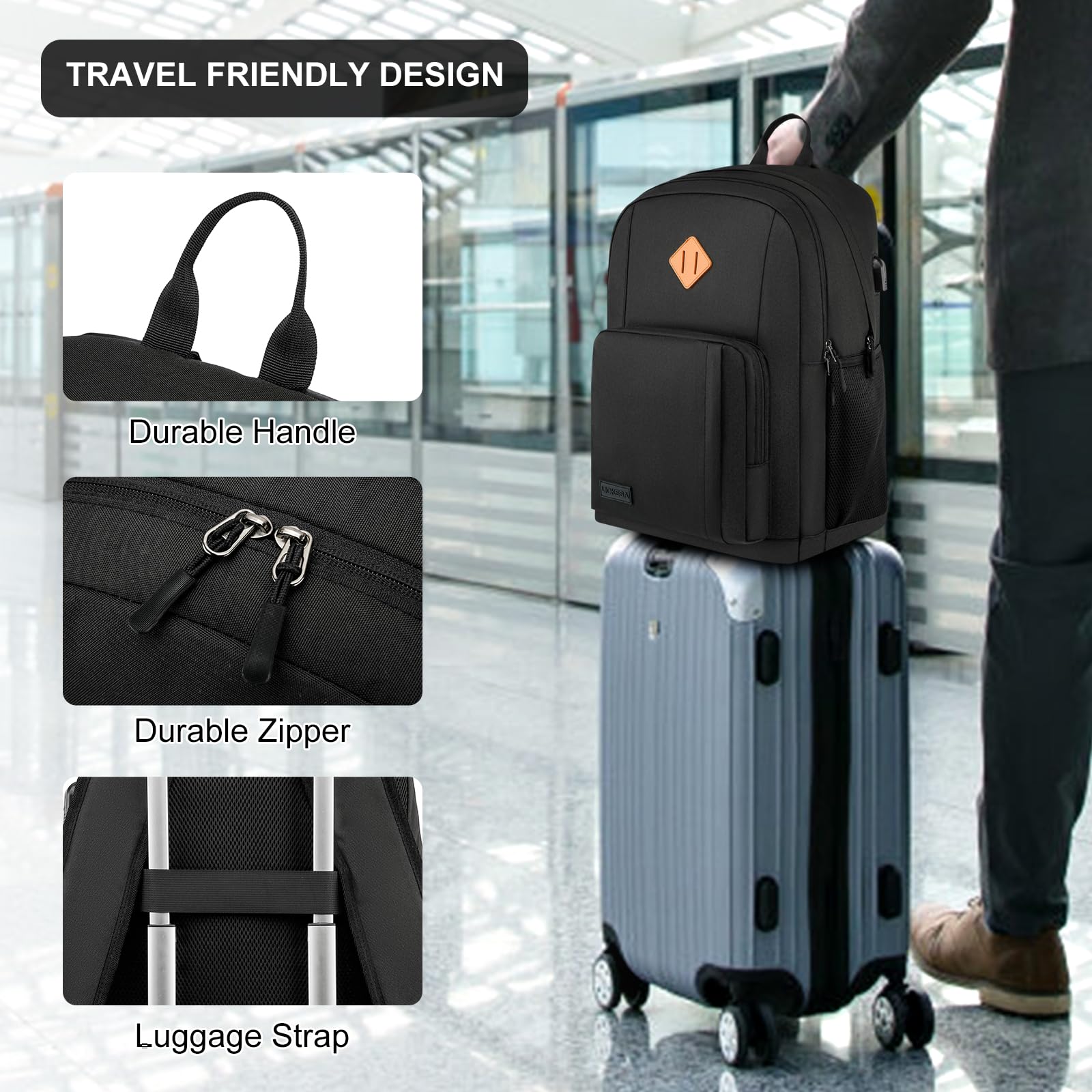 Lightweight Water Resistant Laptop Backpack with USB Charger - Durable Travel & School Backpack for Men, Women, Teens - Perfect for College, Commuting & Outdoor Adventures
