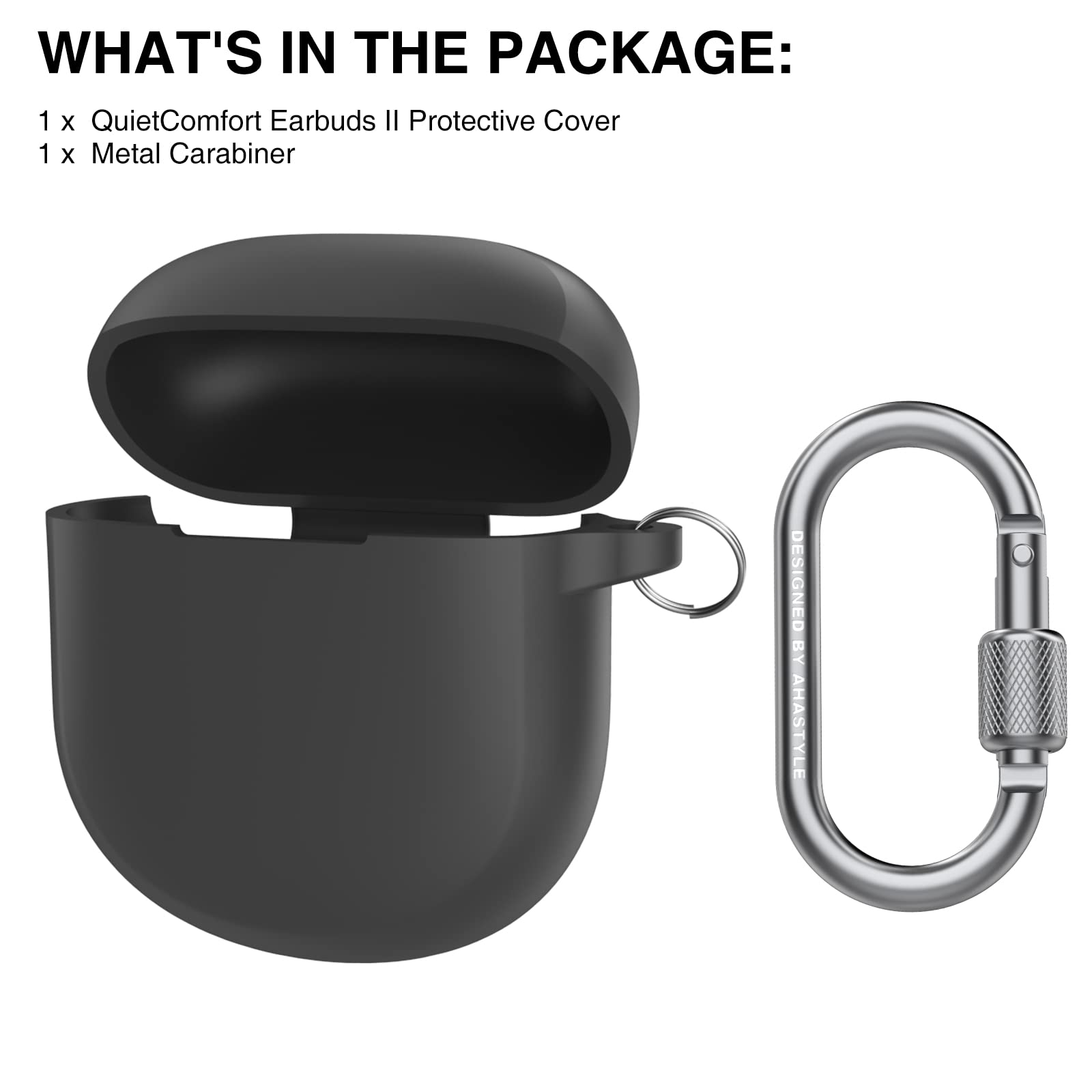 AHASTYLE Silicone Protective Case Cover for Bose QuietComfort Earbuds II & Ultra Earbuds (2023) - Shockproof Scratch-Resistant Soft TPU Shell - Perfect for Gym, Travel & Daily Use (Black)