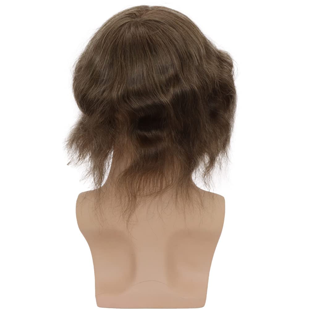 **Men's Toupee Soft Thin Skin 0.06mm PU 10x8 Inch Hair Replacement System - 100% European Human Hair #17 Ash Brown - Natural Look for Daily Wear & Special Occasions**