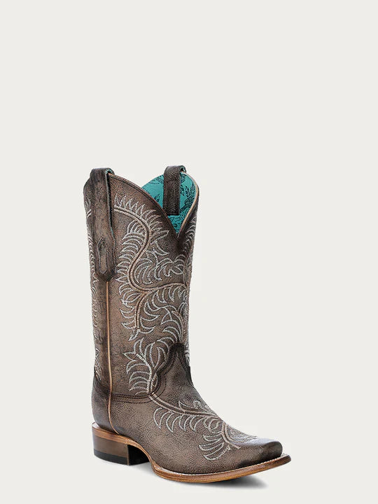 Z5257 Women's White Embroidered Tan Snip Toe Cowboy Boots - Perfect for Western Rides, Country Concerts & Fashion Outfits