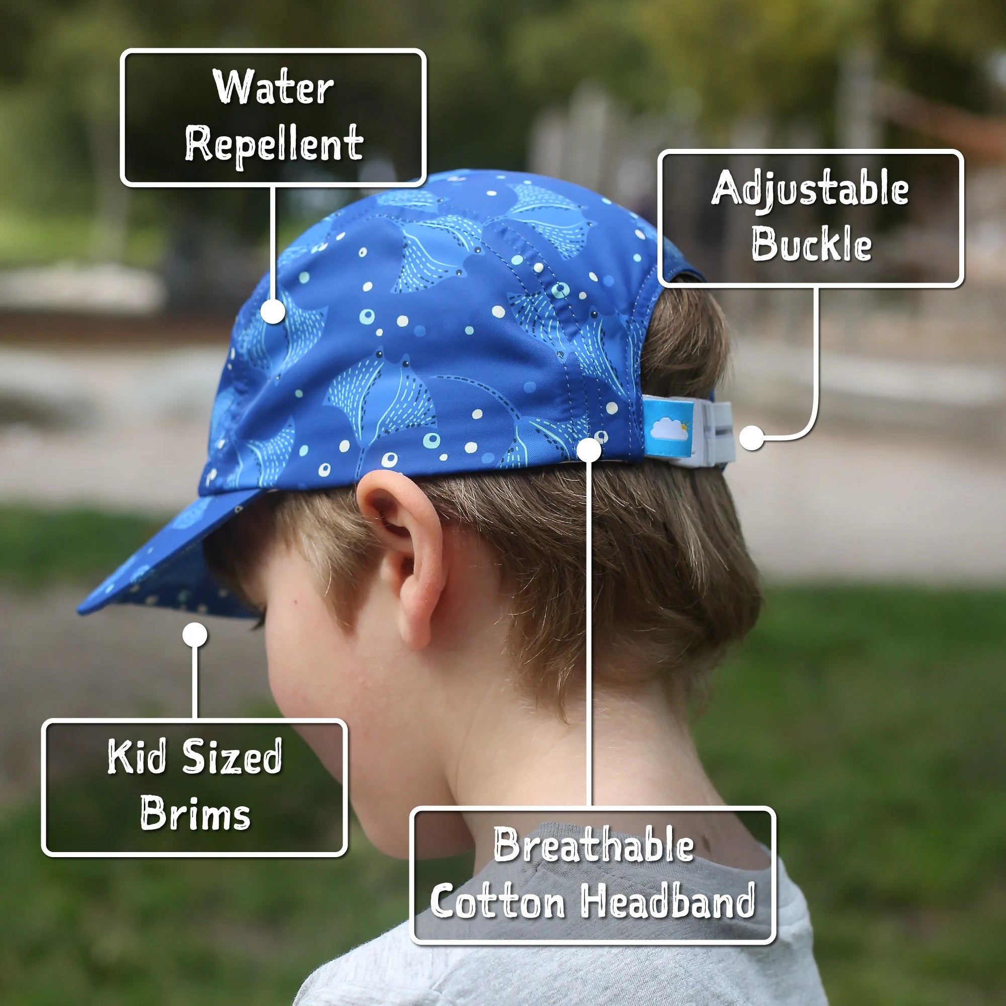 Jan & Jul Manta Ray Five Panel SunLite Hat - UPF 50+ UV Protection Baby & Toddler Sun Hat for Boys & Girls - Perfect for Beach, Pool, and Outdoor Adventures
