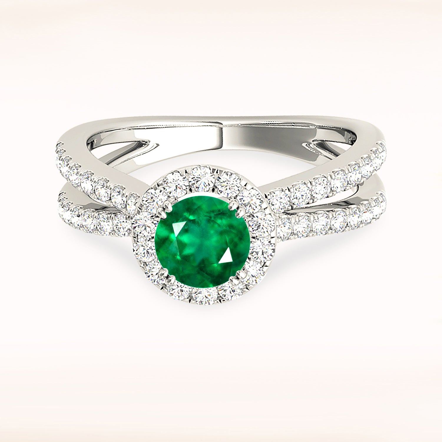 1.15 Carat Genuine Emerald Halo Ring with Wide Split Shank – Elegant Engagement, Anniversary & Gift Jewelry for Women