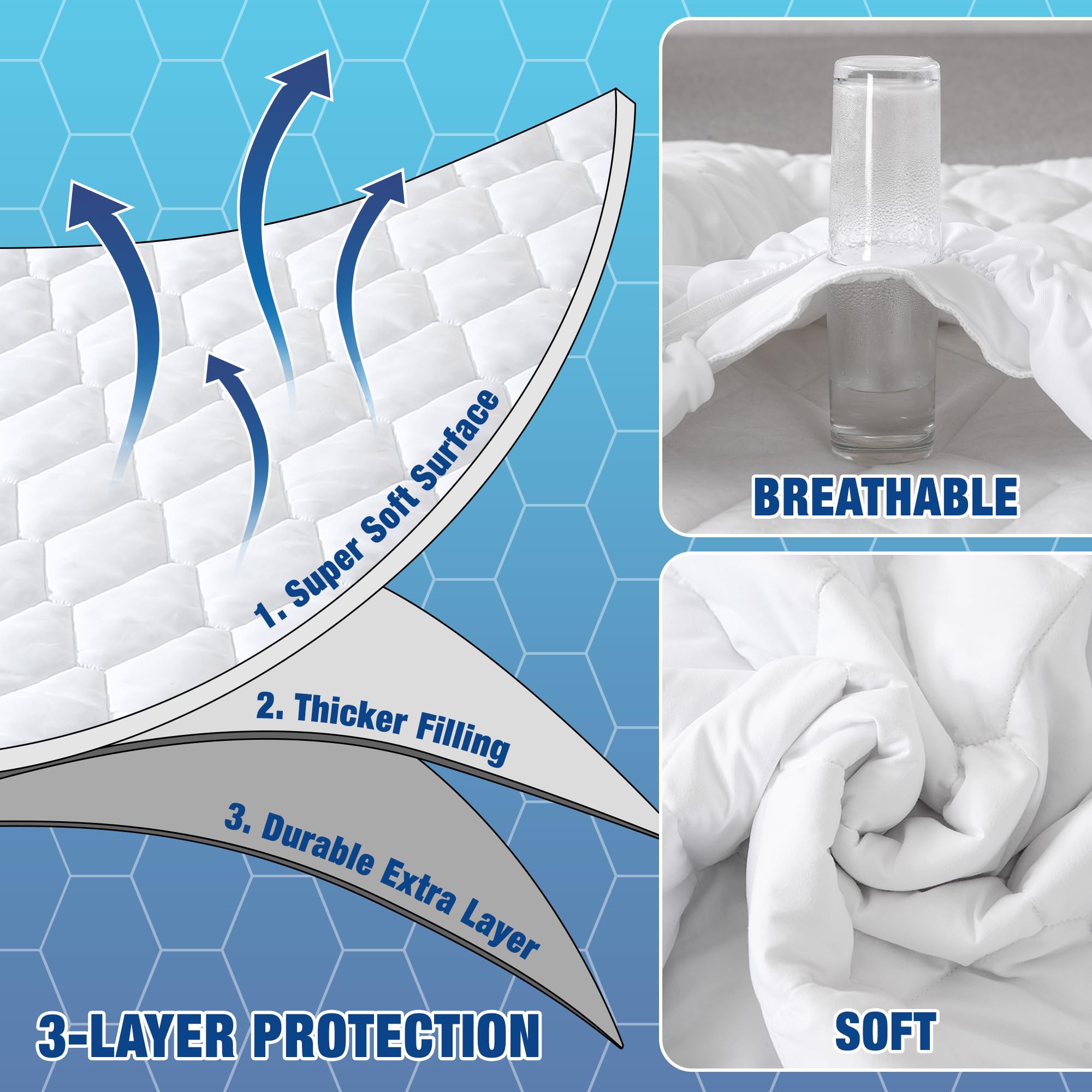 Twin Size Air Mattress Pad - Quilted Mattress Topper & Breathable Air Bed Cover, Noiseless Protector with Deep Pocket Fits 15-22 Inch Mattresses | Perfect for Guest Beds, Camping & Temporary Sleeping Solutions