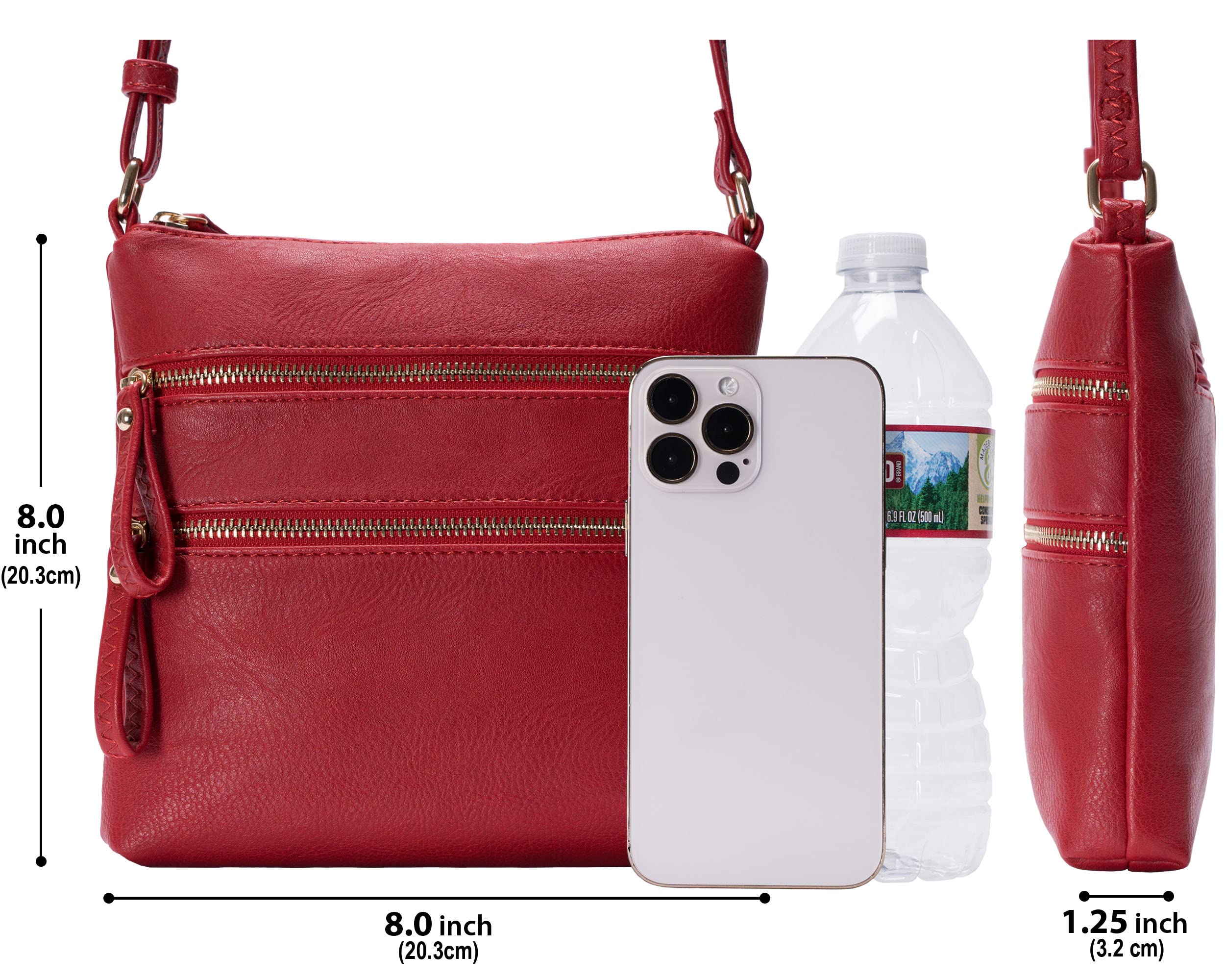 Solene Multi Zipper Pocket Crossbody Bag with Adjustable Strap - Lightweight Travel Bag & Everyday Messenger Purse for Women - Perfect for Daily Commute, Shopping, and Travel Accessories